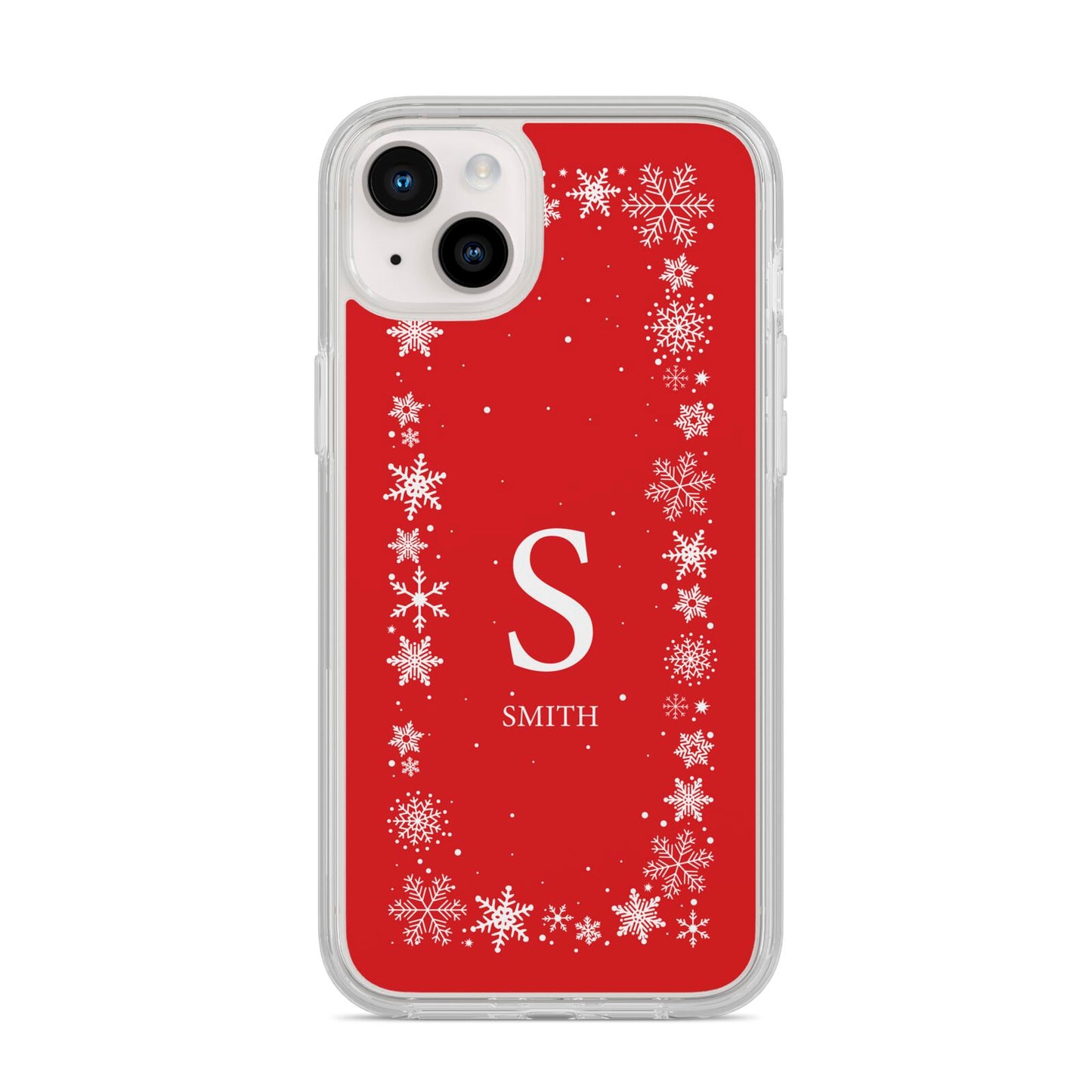 Festive Monogram Personalised iPhone 14 Plus Clear Tough Case Starlight