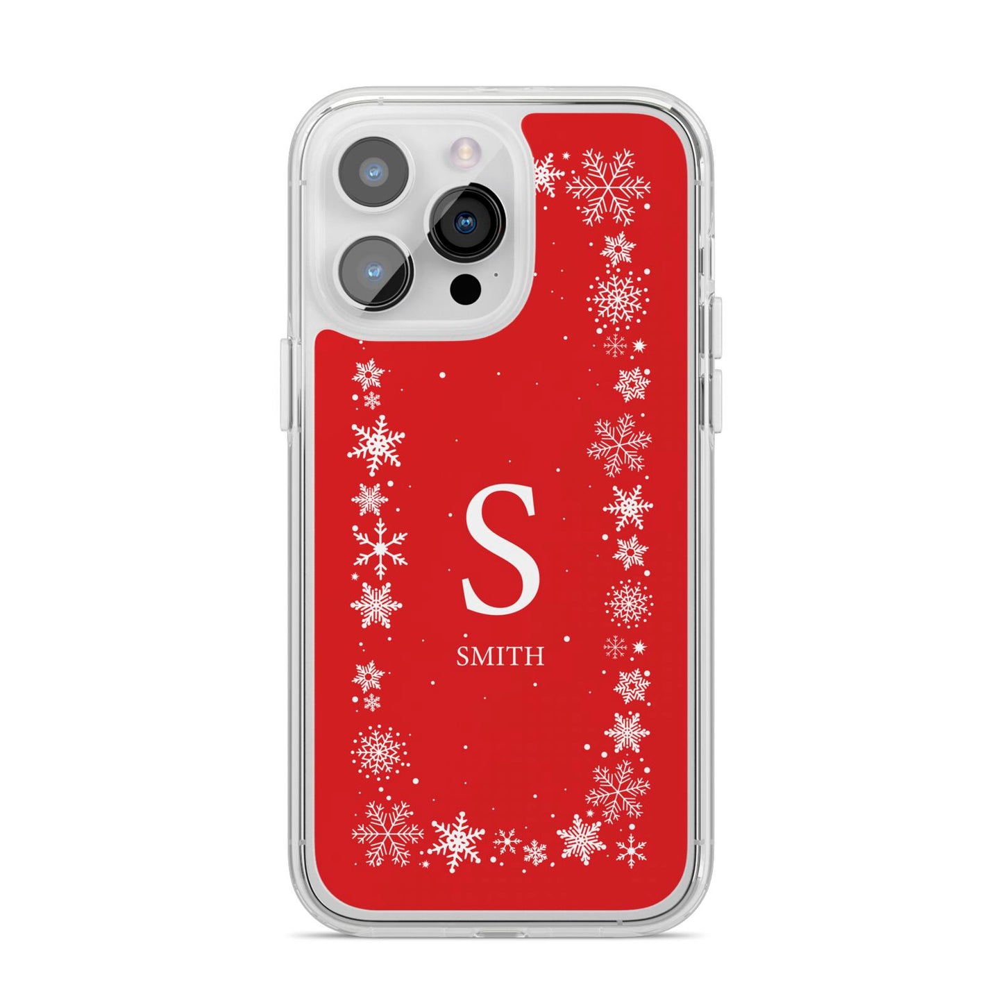 Festive Monogram Personalised iPhone 14 Pro Max Clear Tough Case Silver