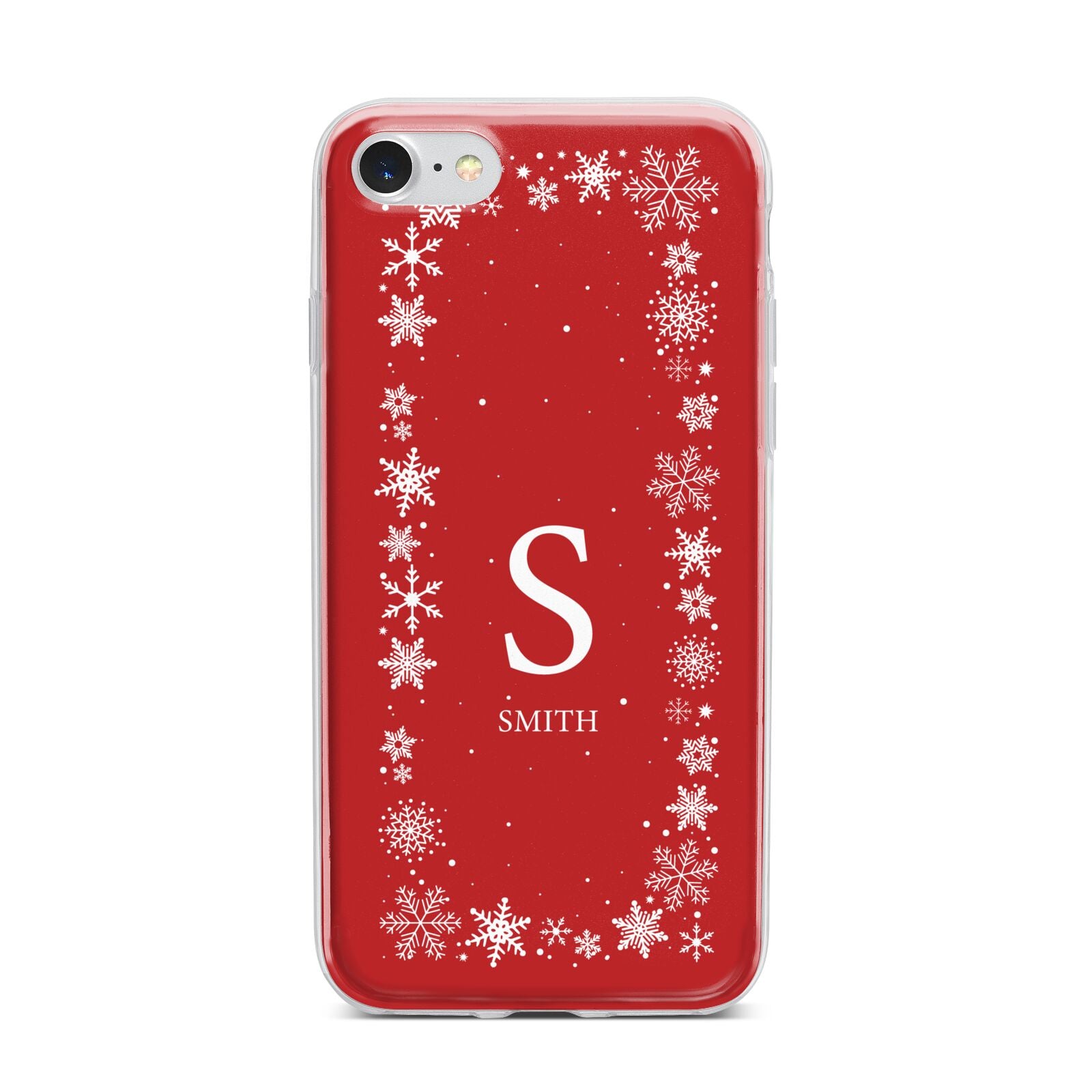 Festive Monogram Personalised iPhone 7 Bumper Case on Silver iPhone