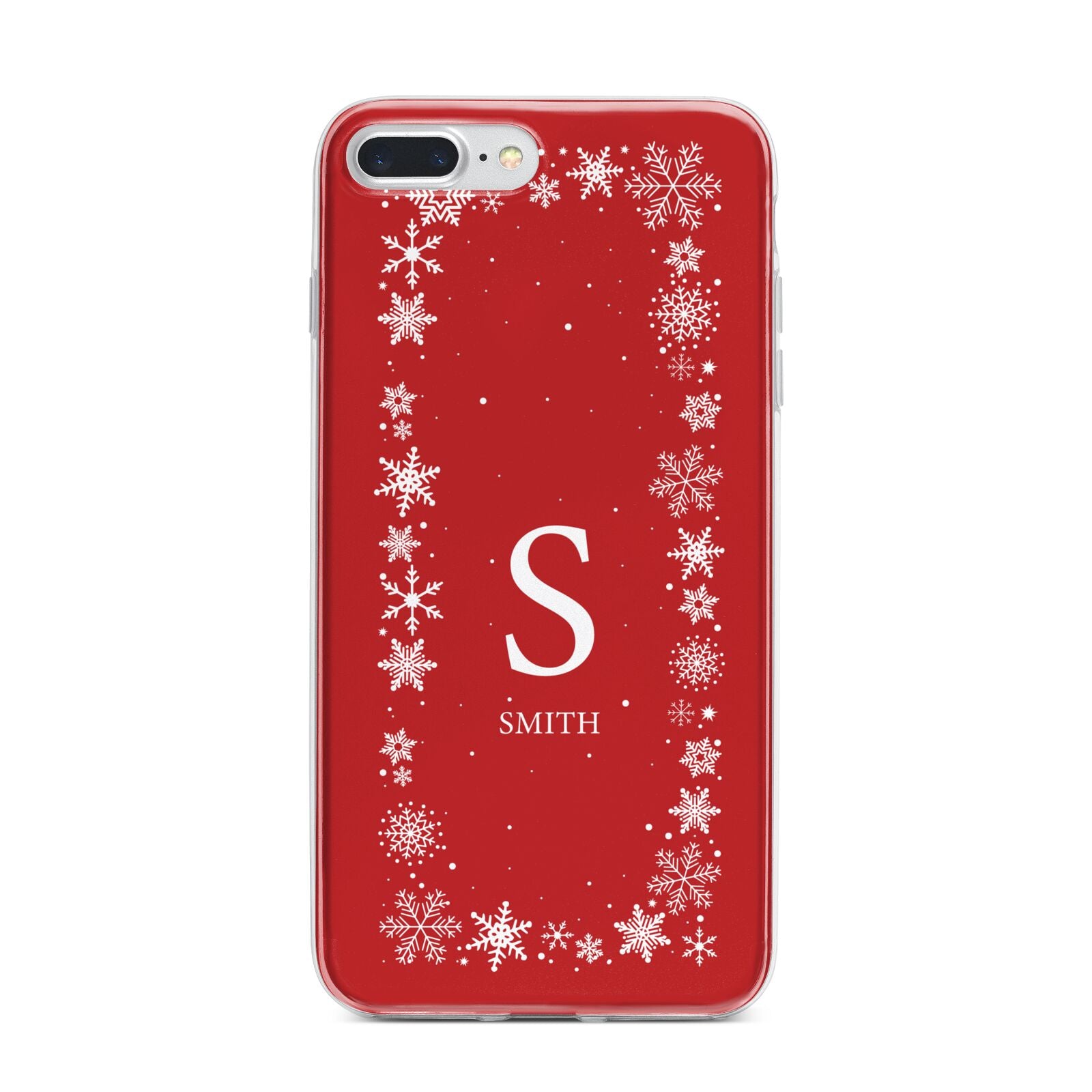 Festive Monogram Personalised iPhone 7 Plus Bumper Case on Silver iPhone