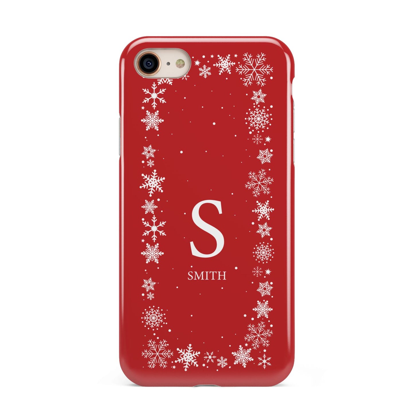 Festive Monogram Personalised iPhone 8 3D Tough Case on Gold Phone