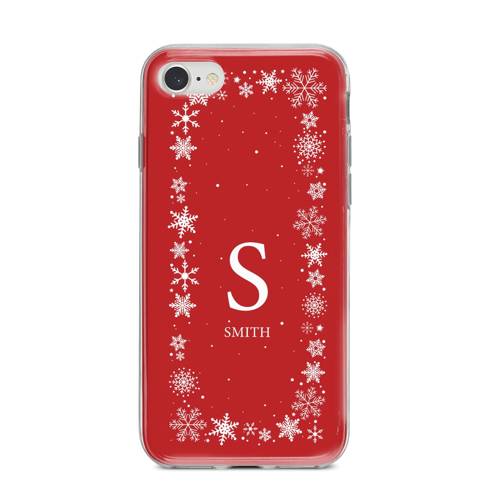 Festive Monogram Personalised iPhone 8 Bumper Case on Silver iPhone