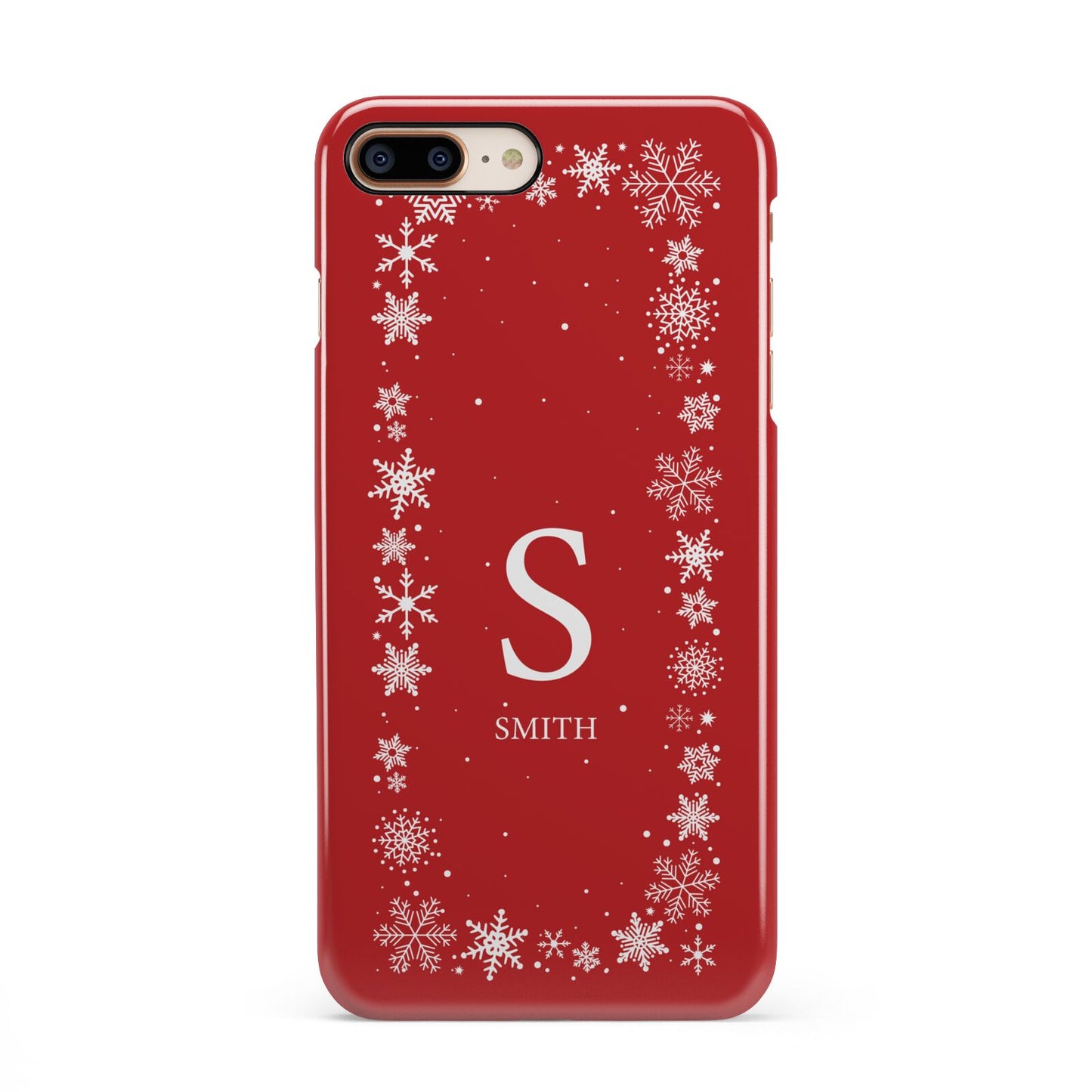 Festive Monogram Personalised iPhone 8 Plus 3D Snap Case on Gold Phone