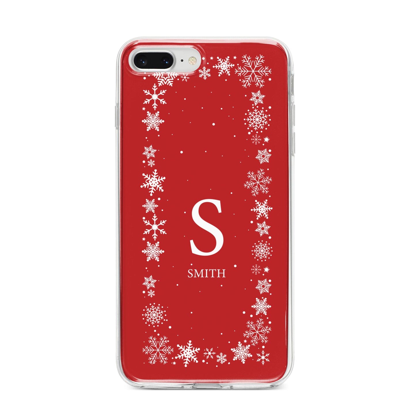 Festive Monogram Personalised iPhone 8 Plus Bumper Case on Silver iPhone