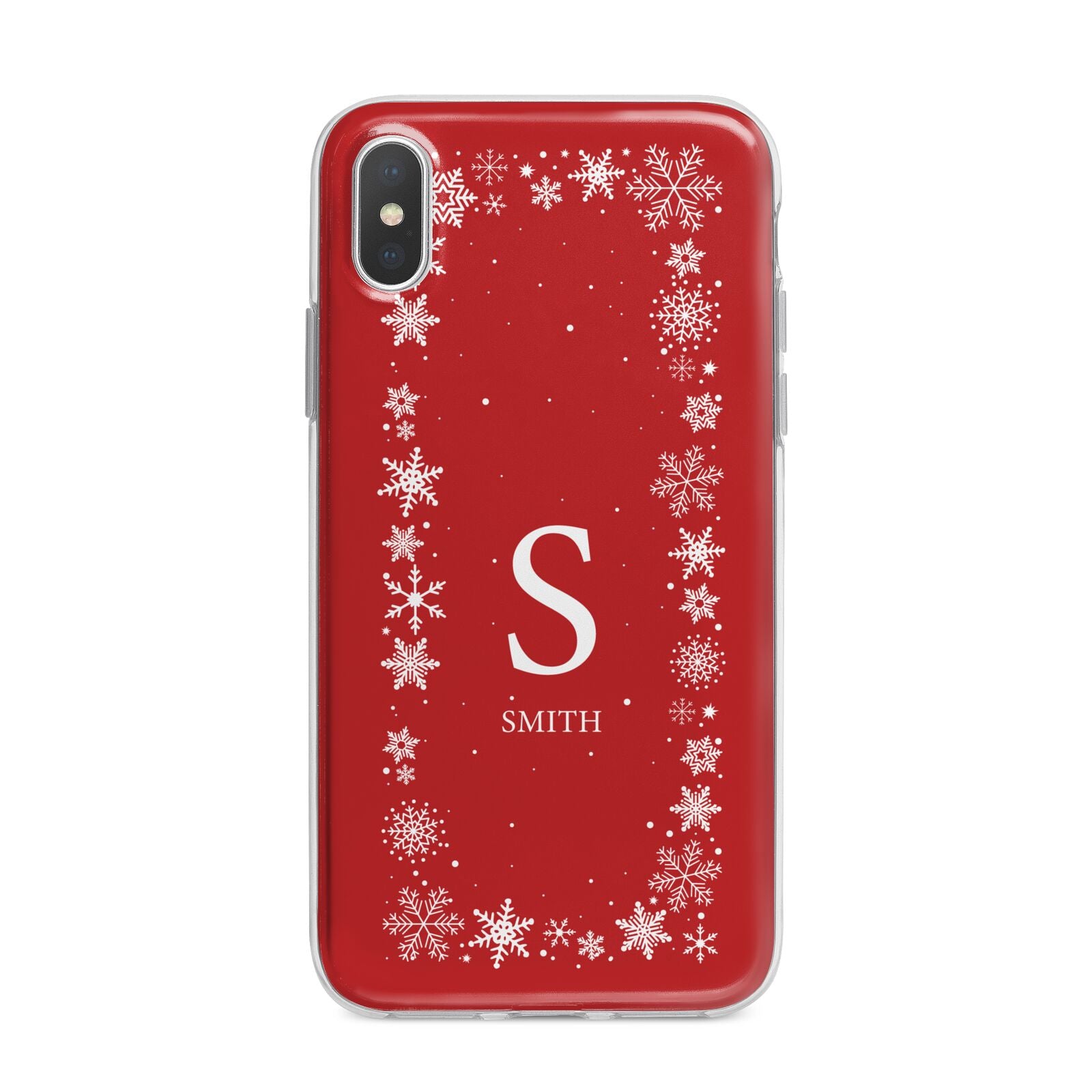 Festive Monogram Personalised iPhone X Bumper Case on Silver iPhone Alternative Image 1