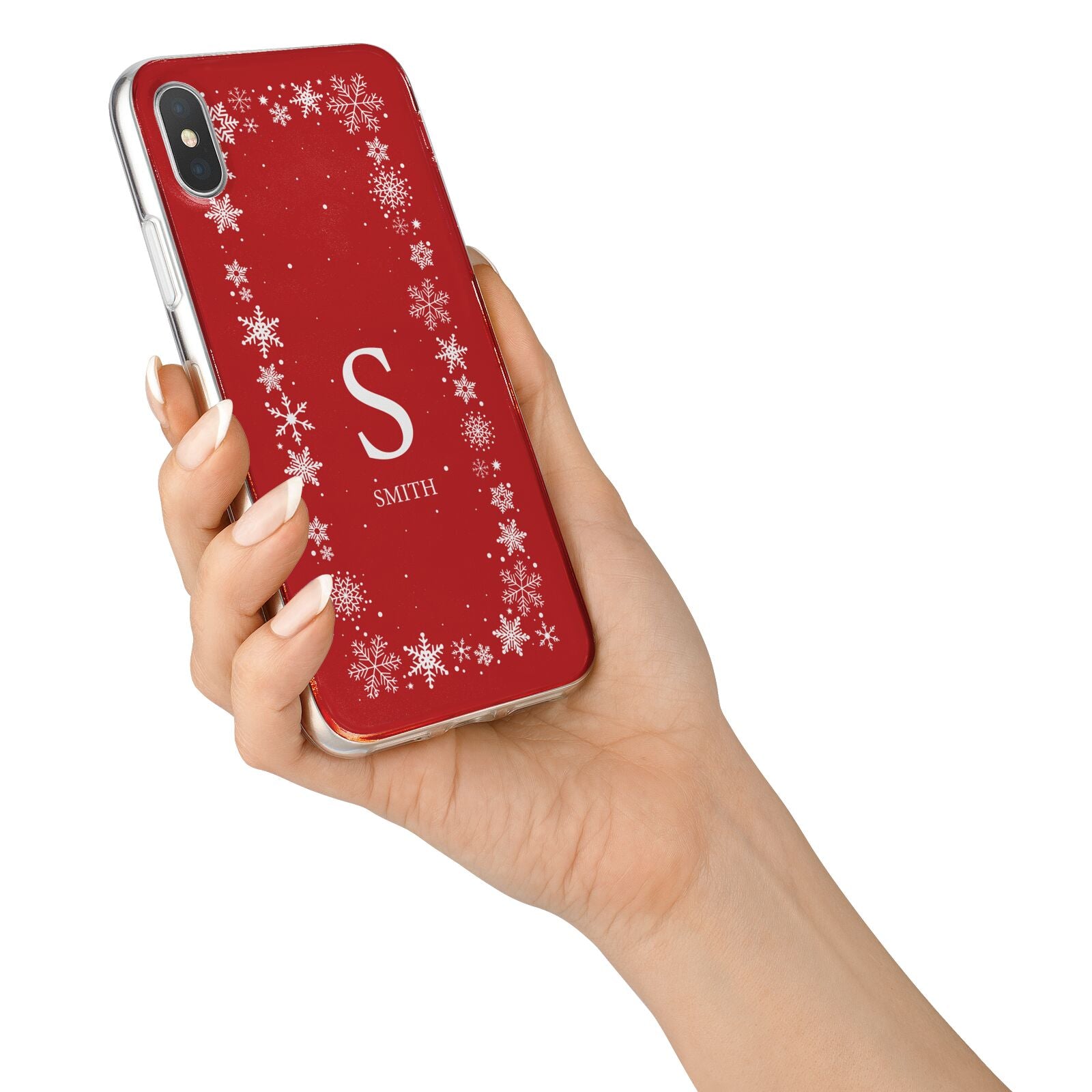 Festive Monogram Personalised iPhone X Bumper Case on Silver iPhone Alternative Image 2