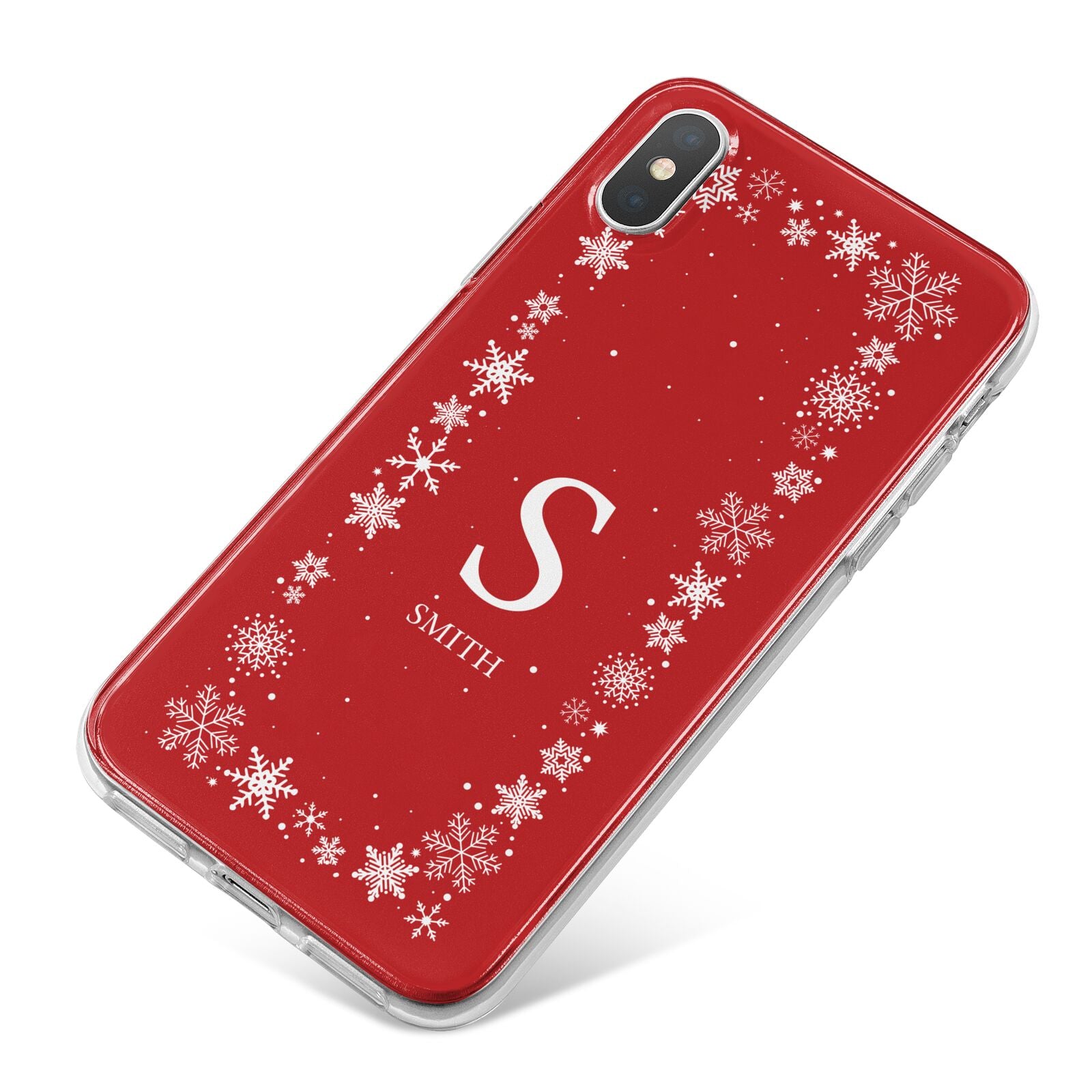 Festive Monogram Personalised iPhone X Bumper Case on Silver iPhone