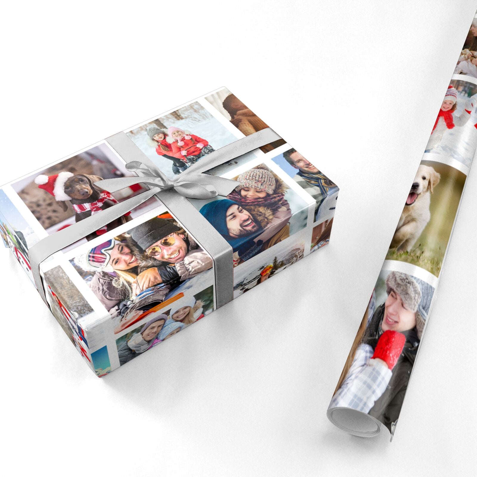 Festive Photo Grid Personalised Wrapping Paper