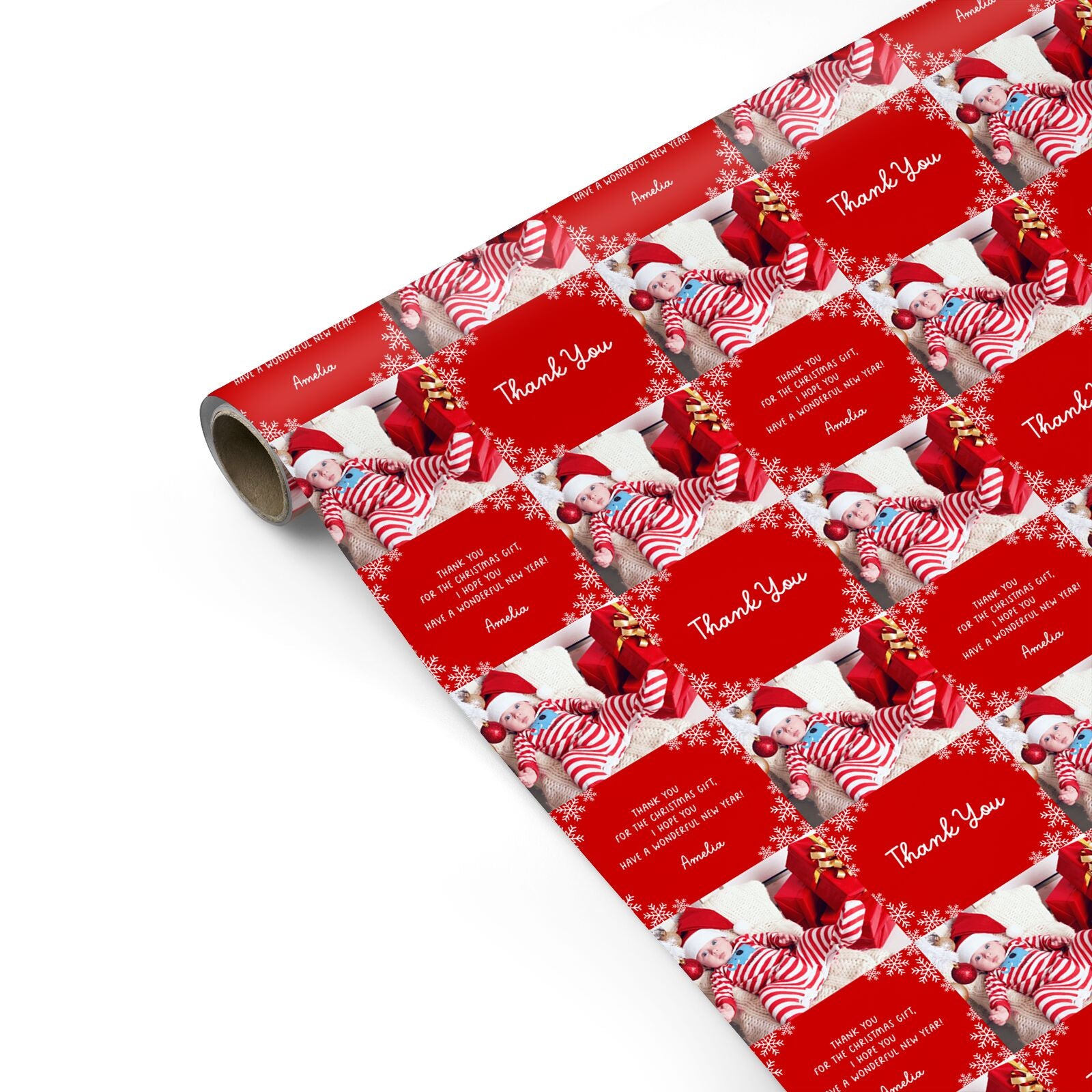 Festive Thank You Personalised Gift Wrap