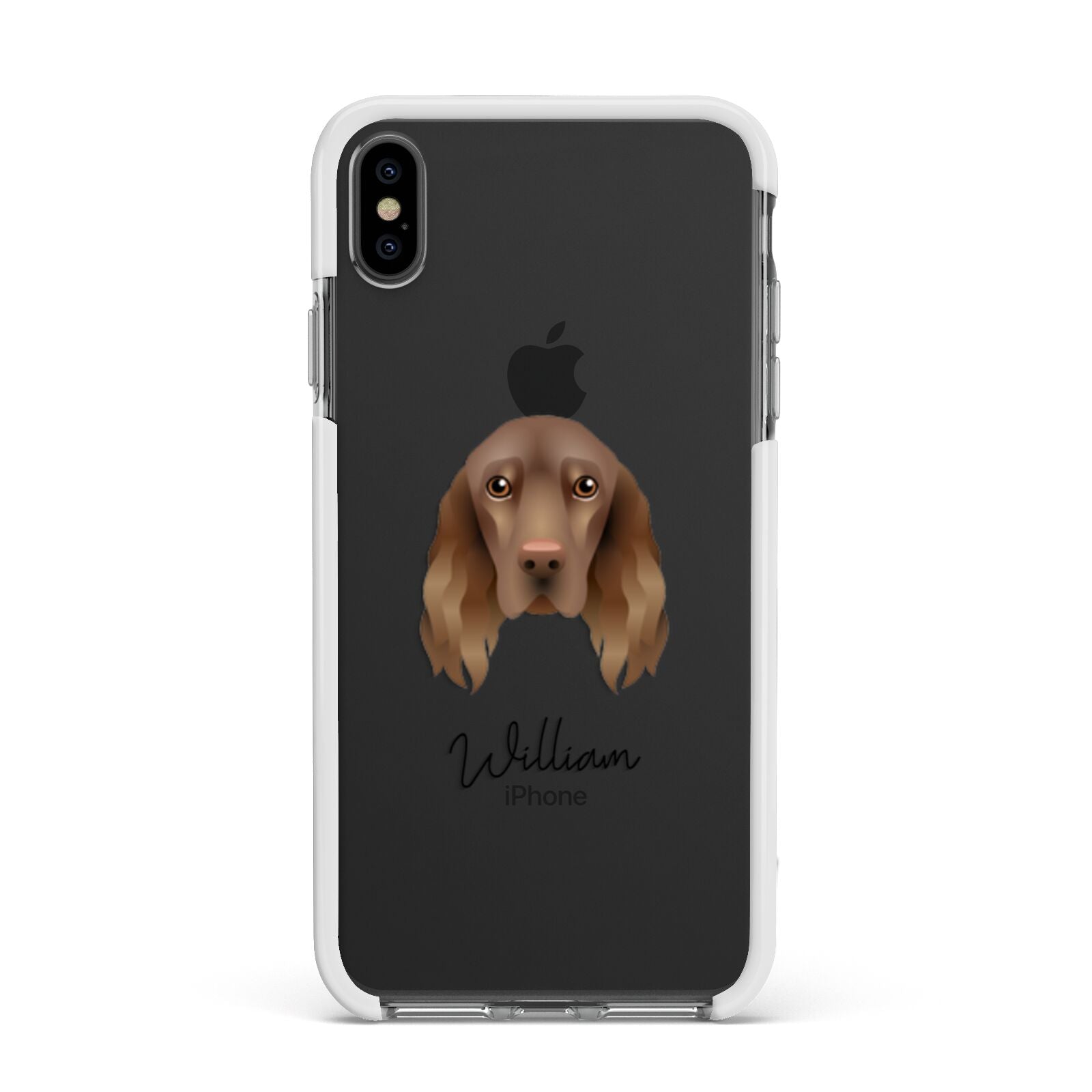 Field Spaniel Personalised Apple iPhone Xs Max Impact Case White Edge on Black Phone