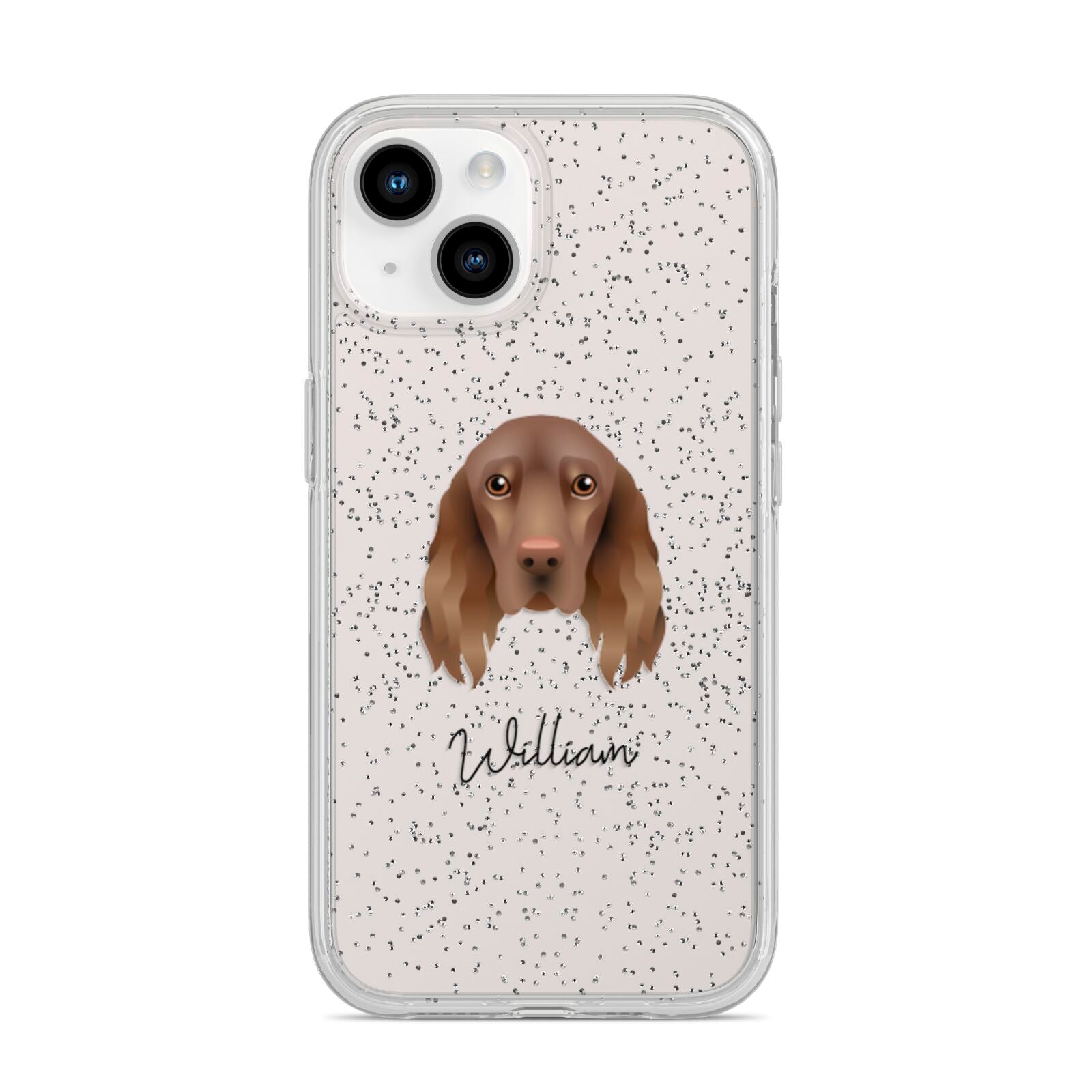 Field Spaniel Personalised iPhone 14 Glitter Tough Case Starlight