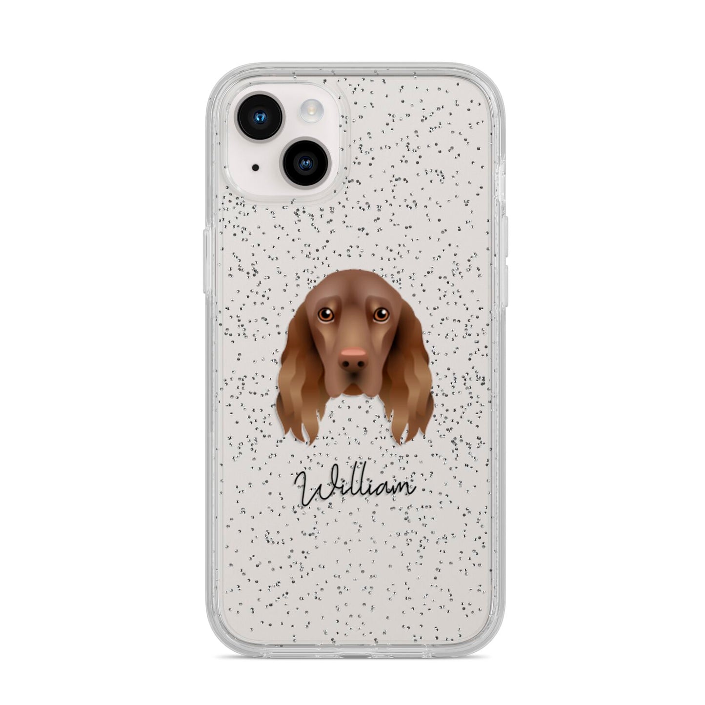 Field Spaniel Personalised iPhone 14 Plus Glitter Tough Case Starlight