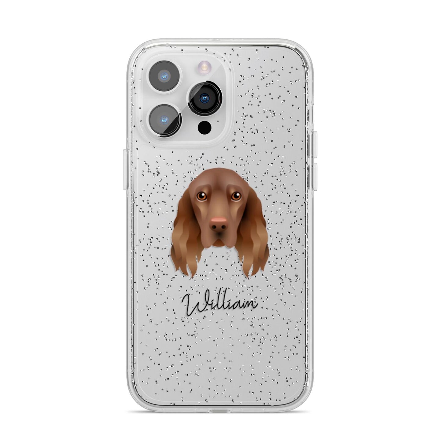 Field Spaniel Personalised iPhone 14 Pro Max Glitter Tough Case Silver