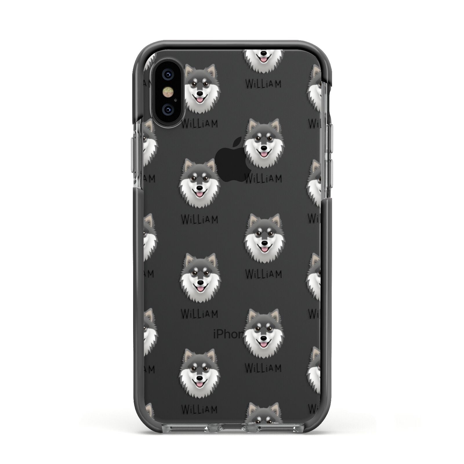 Finnish Lapphund Icon with Name Apple iPhone Xs Impact Case Black Edge on Black Phone