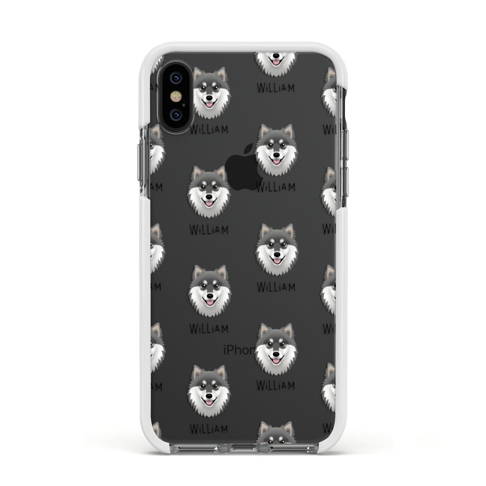 Finnish Lapphund Icon with Name Apple iPhone Xs Impact Case White Edge on Black Phone