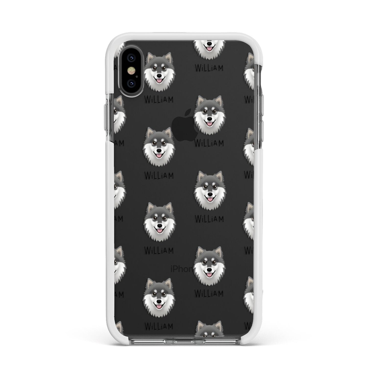 Finnish Lapphund Icon with Name Apple iPhone Xs Max Impact Case White Edge on Black Phone