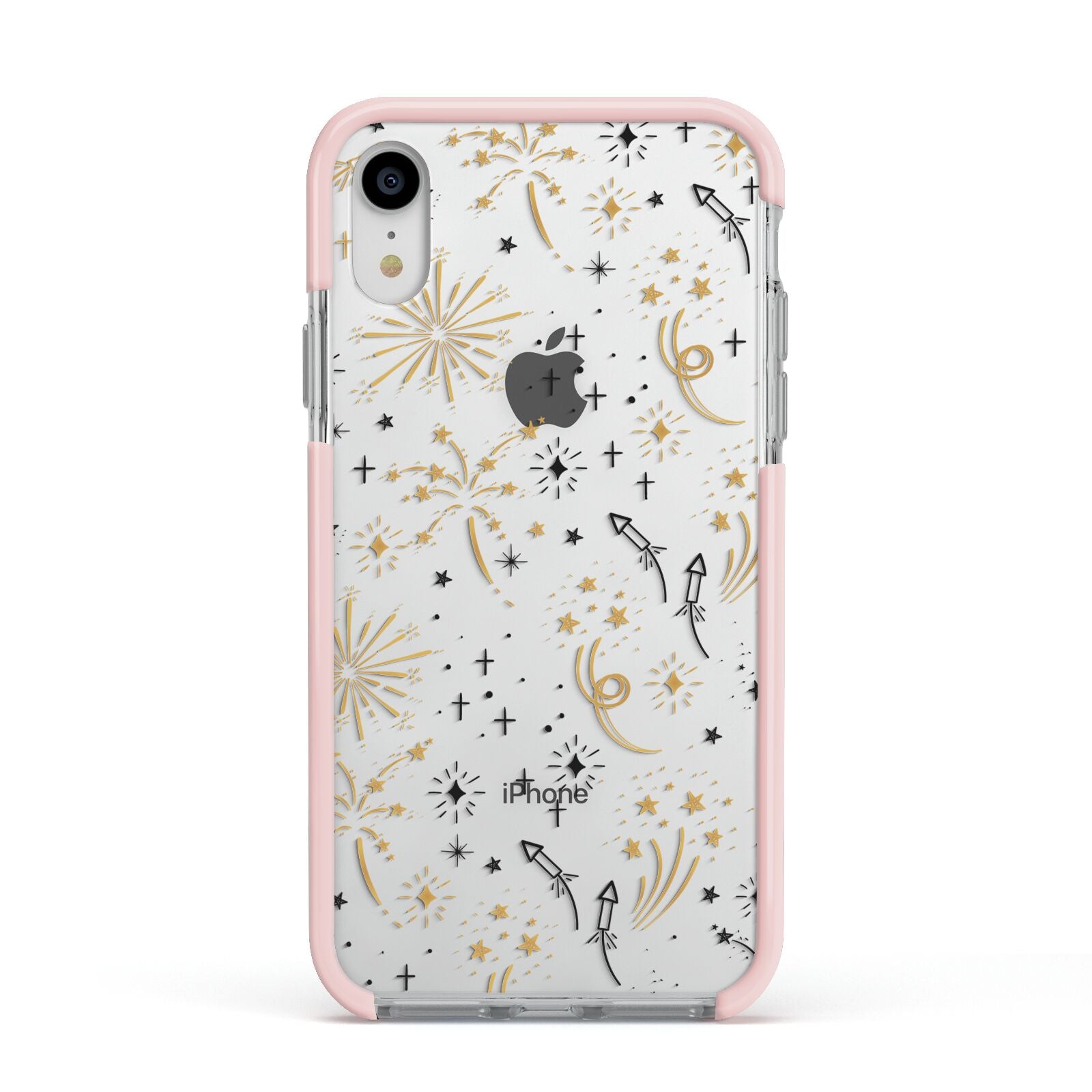 Firework Apple iPhone XR Impact Case Pink Edge on Silver Phone