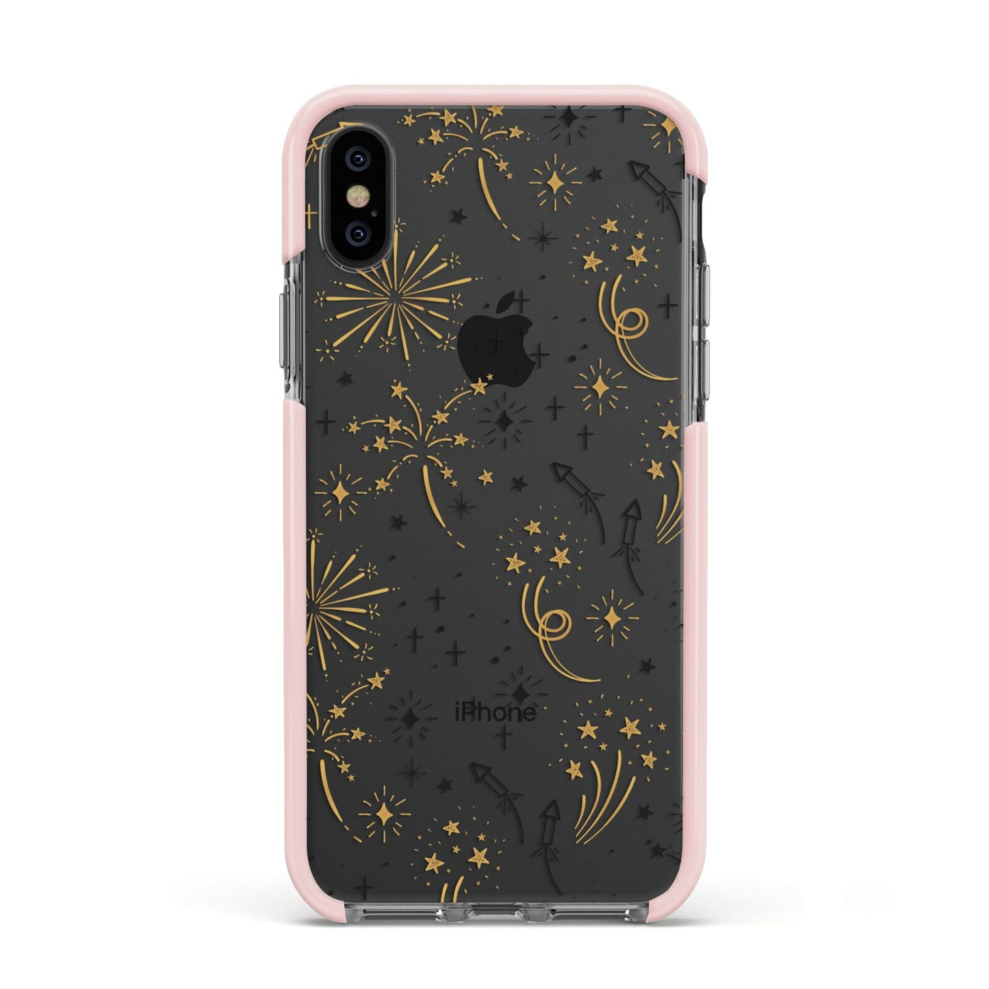 Firework Apple iPhone Xs Impact Case Pink Edge on Black Phone