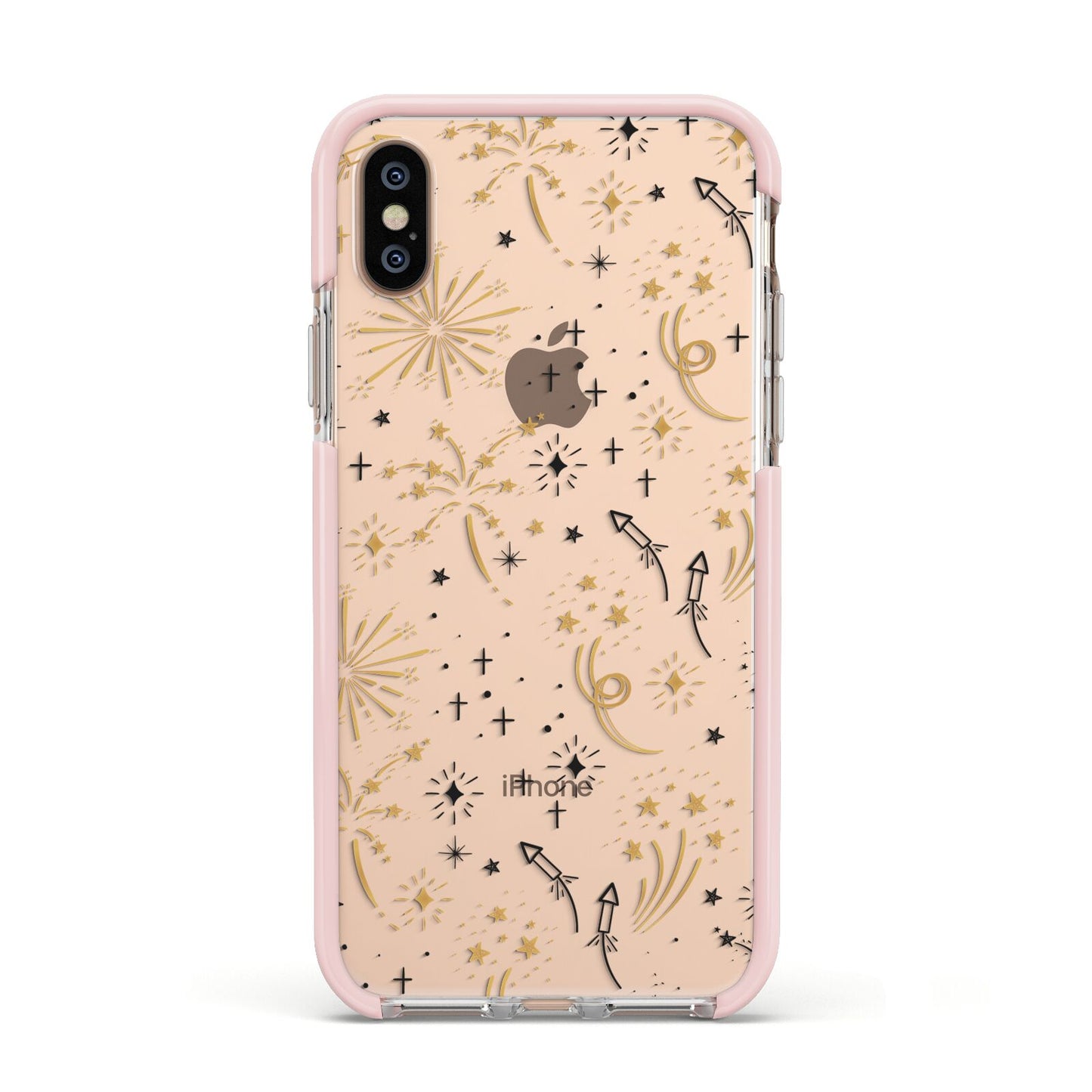 Firework Apple iPhone Xs Impact Case Pink Edge on Gold Phone