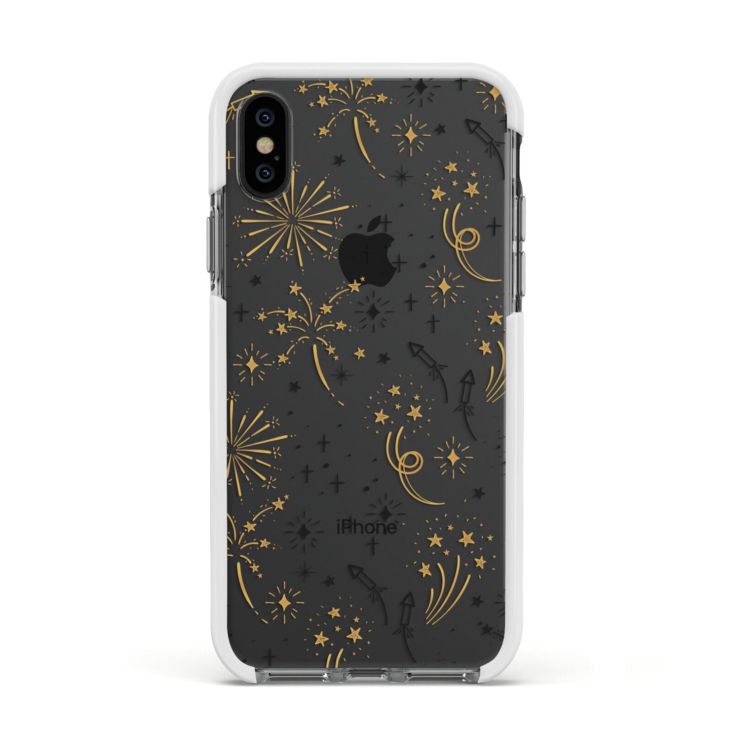 Firework Apple iPhone Xs Impact Case White Edge on Black Phone