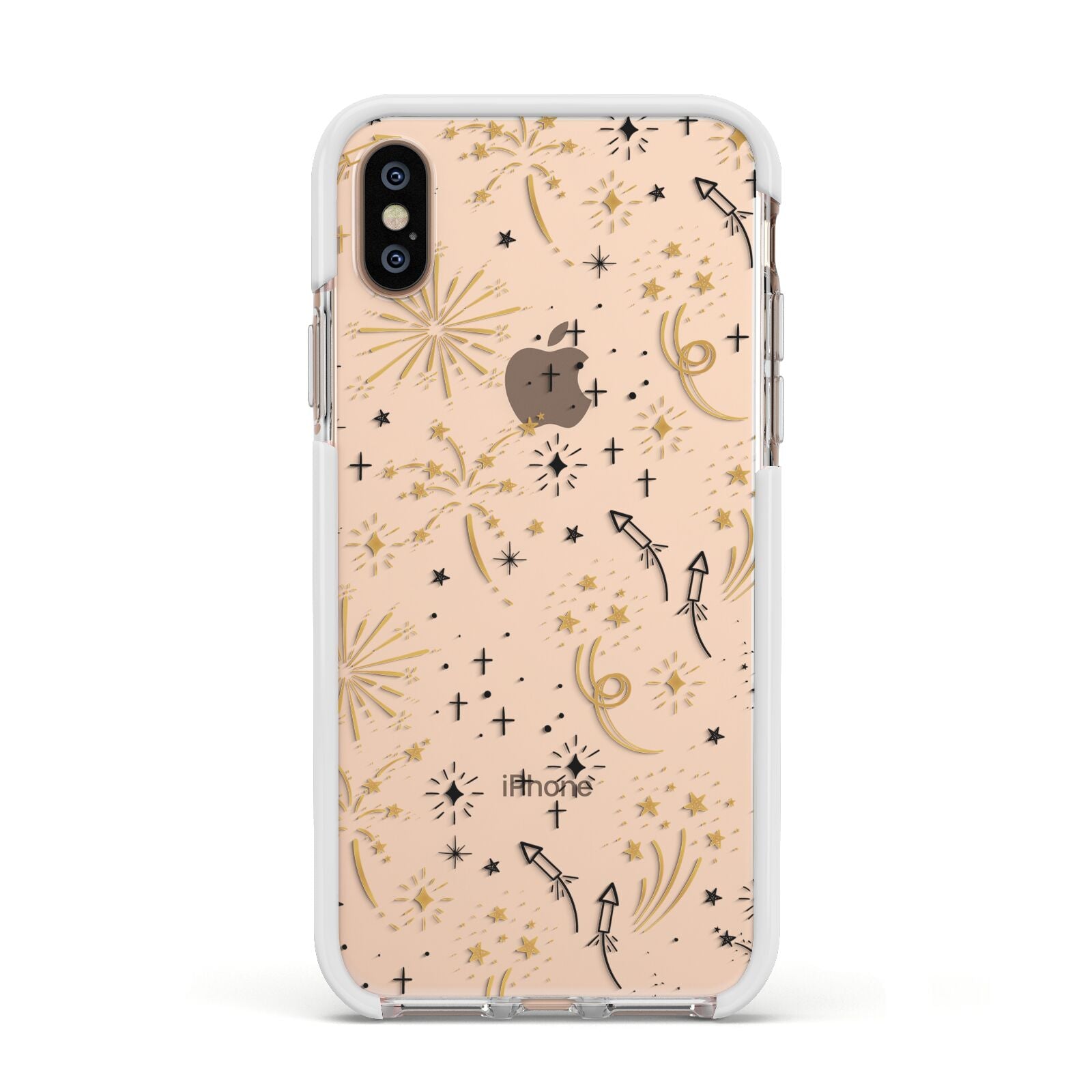 Firework Apple iPhone Xs Impact Case White Edge on Gold Phone