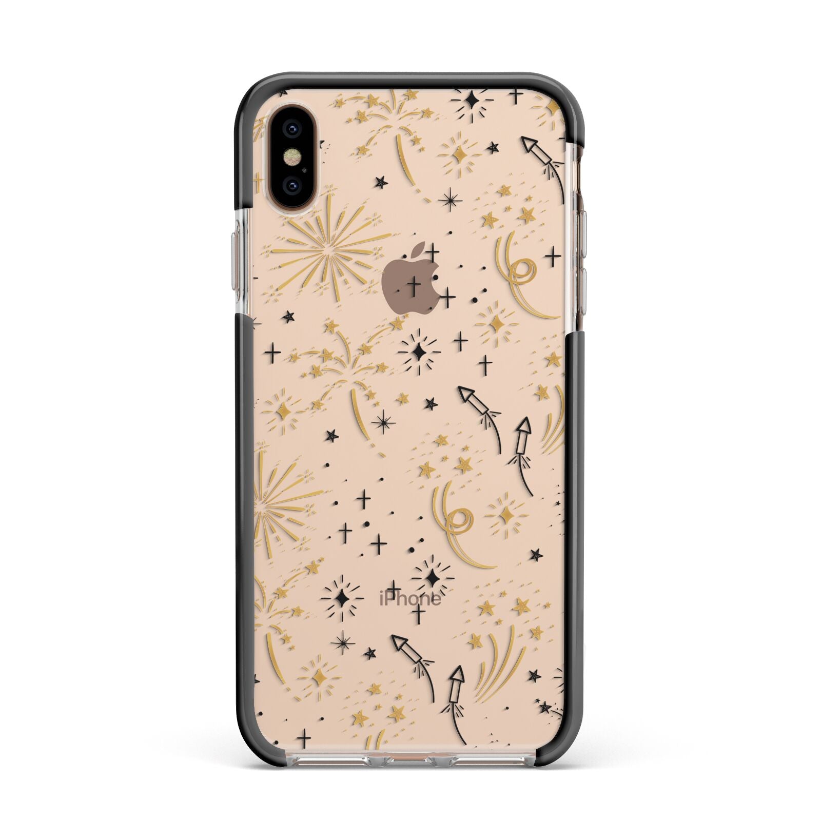 Firework Apple iPhone Xs Max Impact Case Black Edge on Gold Phone