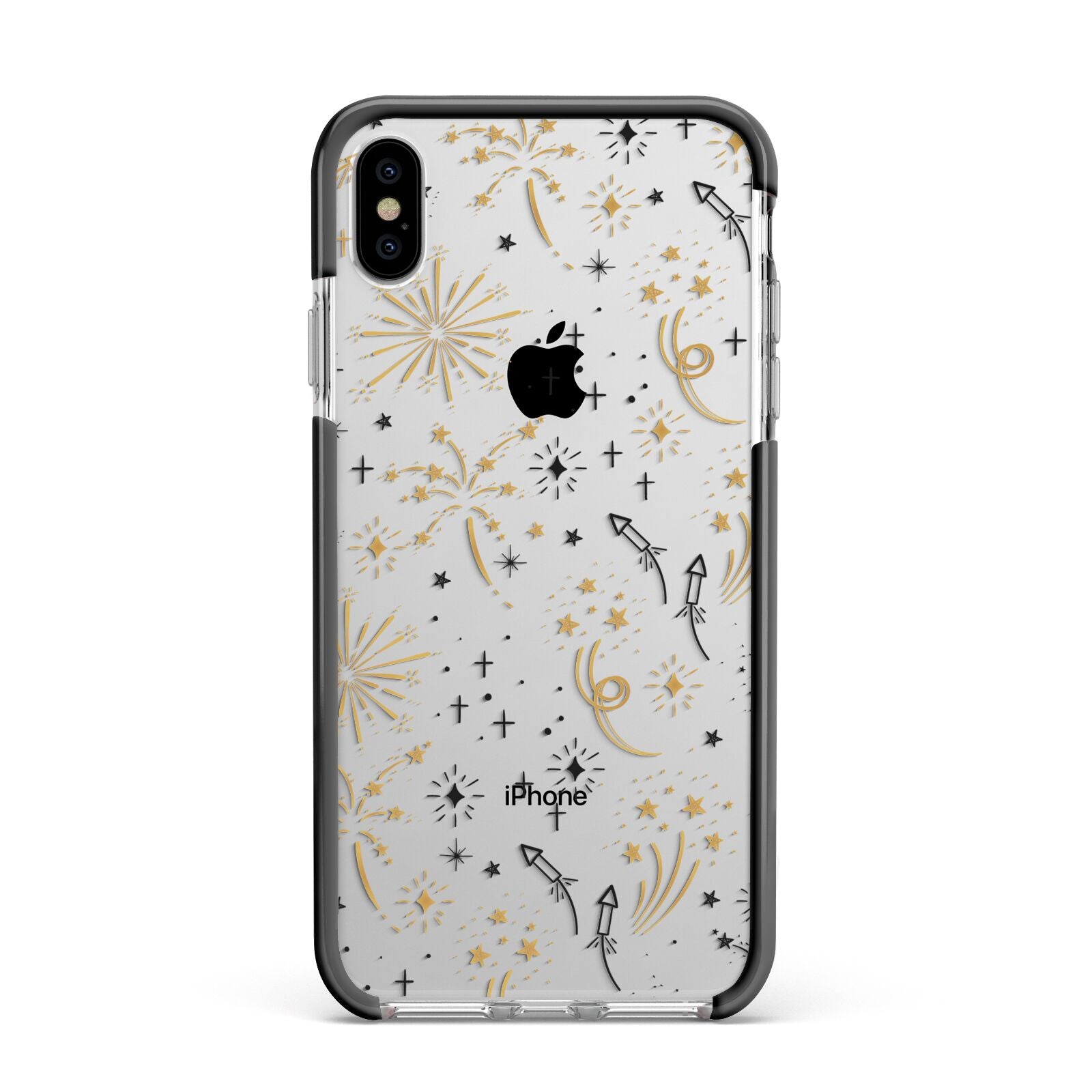 Firework Apple iPhone Xs Max Impact Case Black Edge on Silver Phone