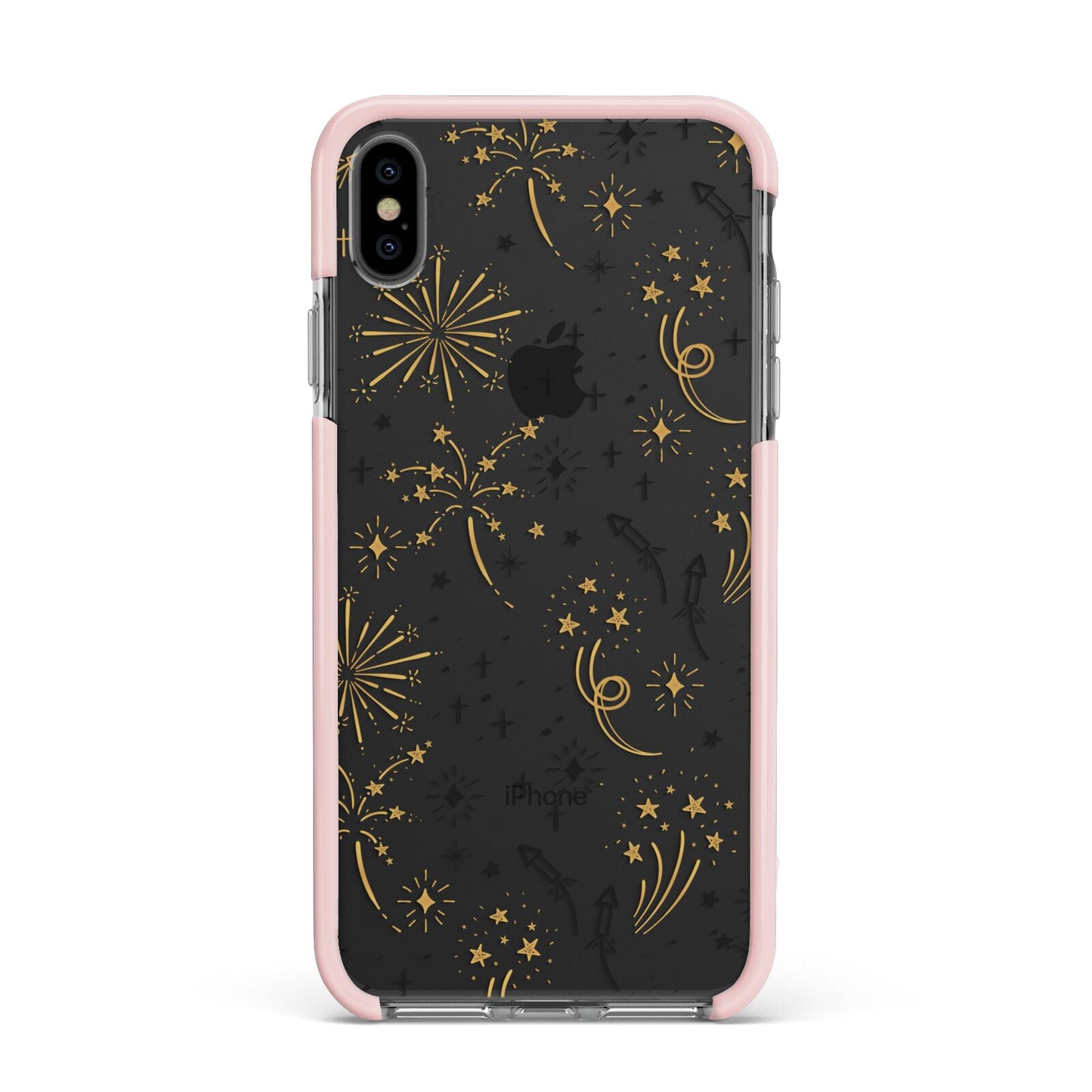 Firework Apple iPhone Xs Max Impact Case Pink Edge on Black Phone