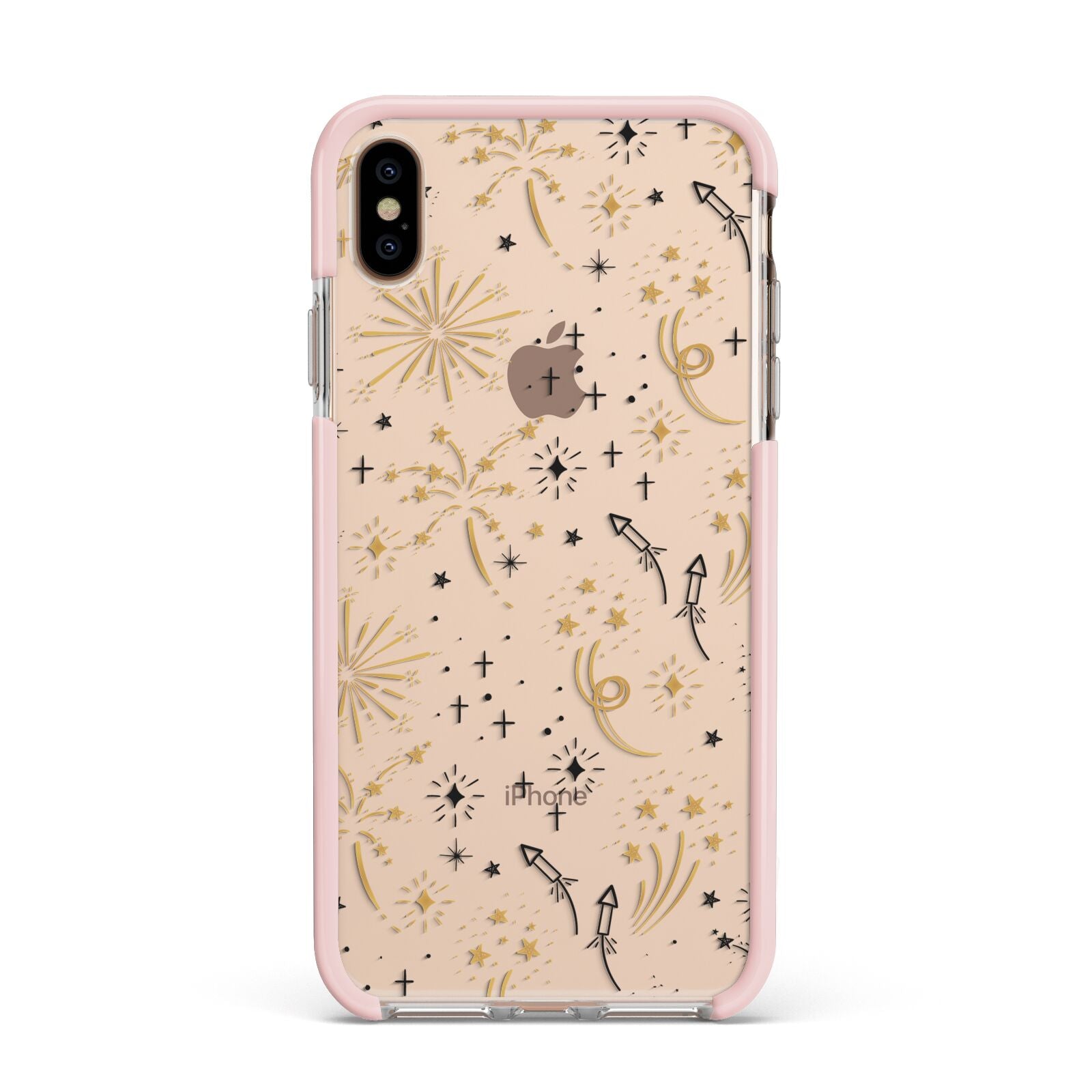 Firework Apple iPhone Xs Max Impact Case Pink Edge on Gold Phone