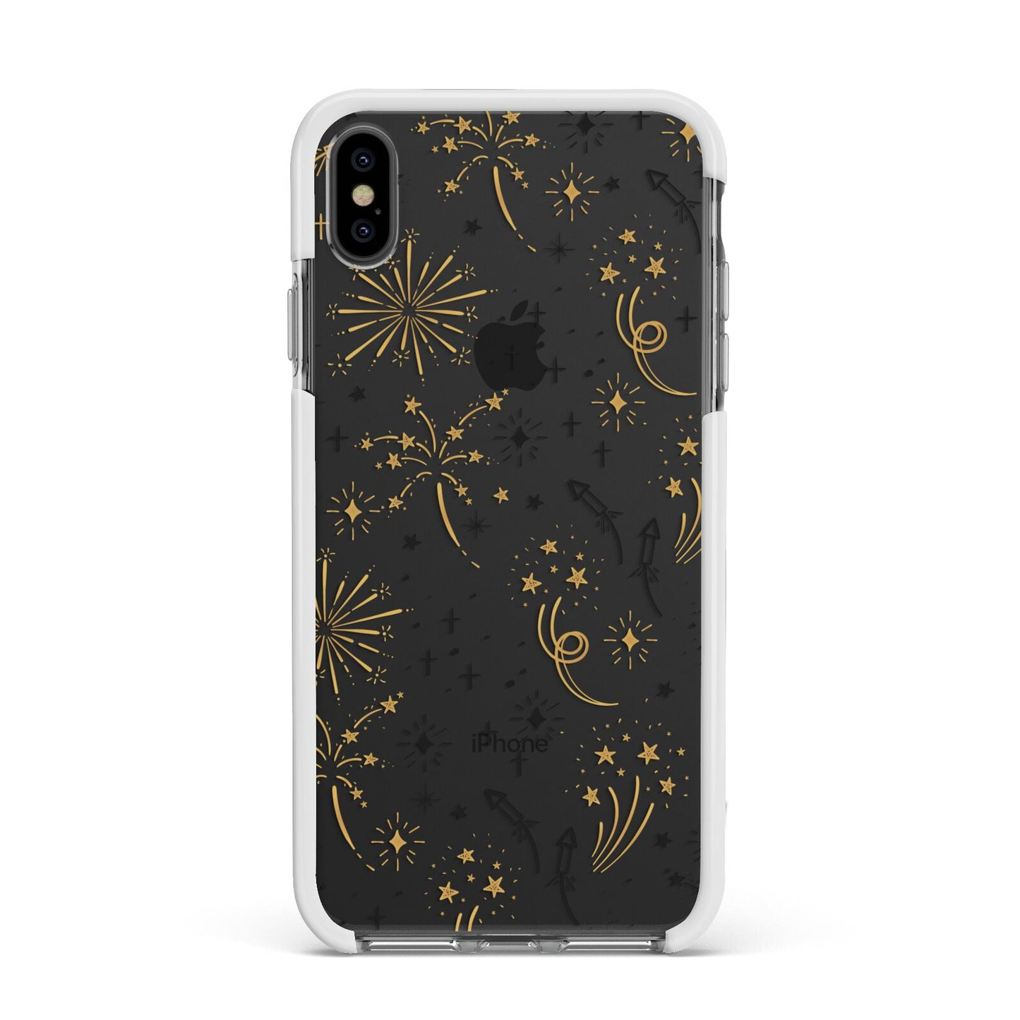 Firework Apple iPhone Xs Max Impact Case White Edge on Black Phone