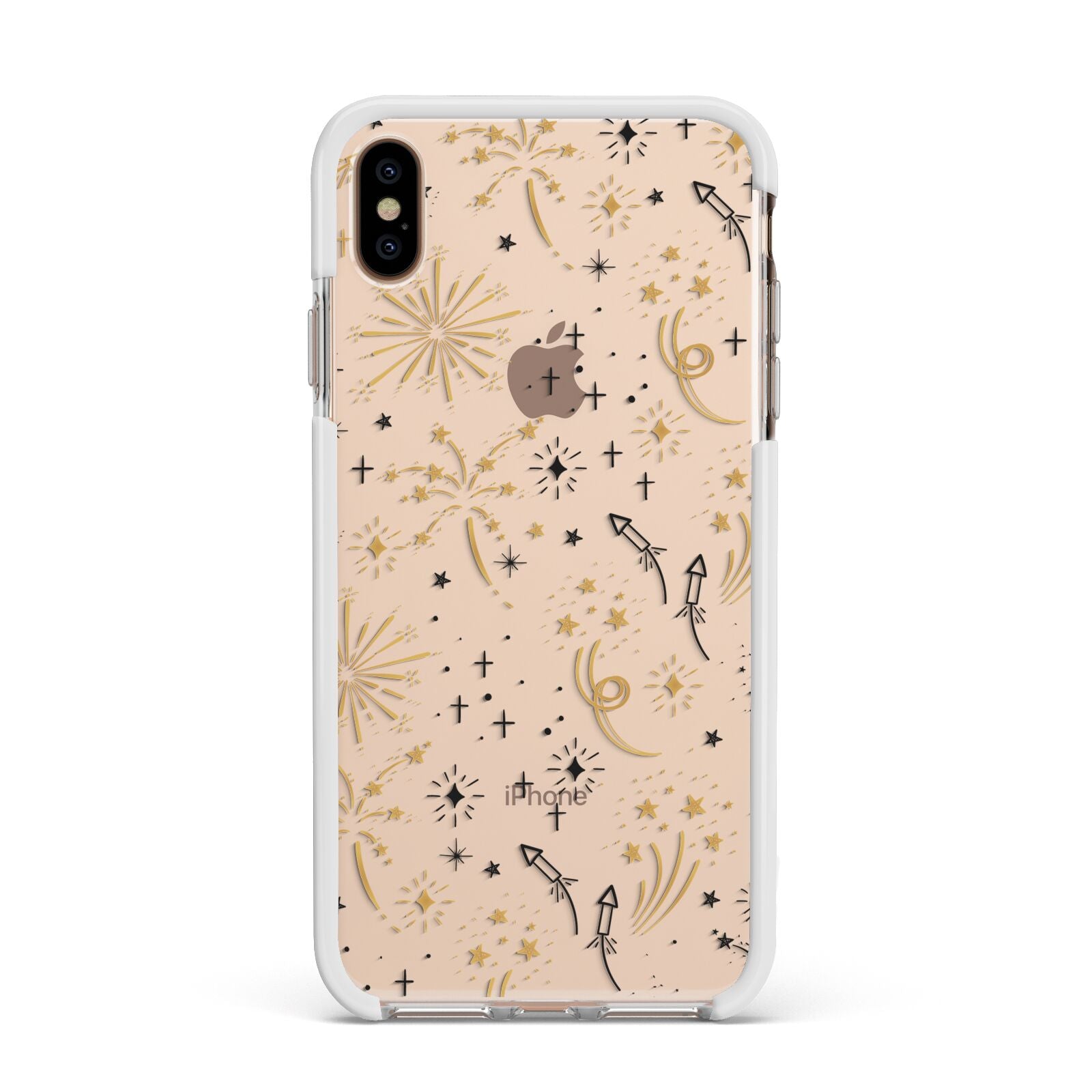 Firework Apple iPhone Xs Max Impact Case White Edge on Gold Phone