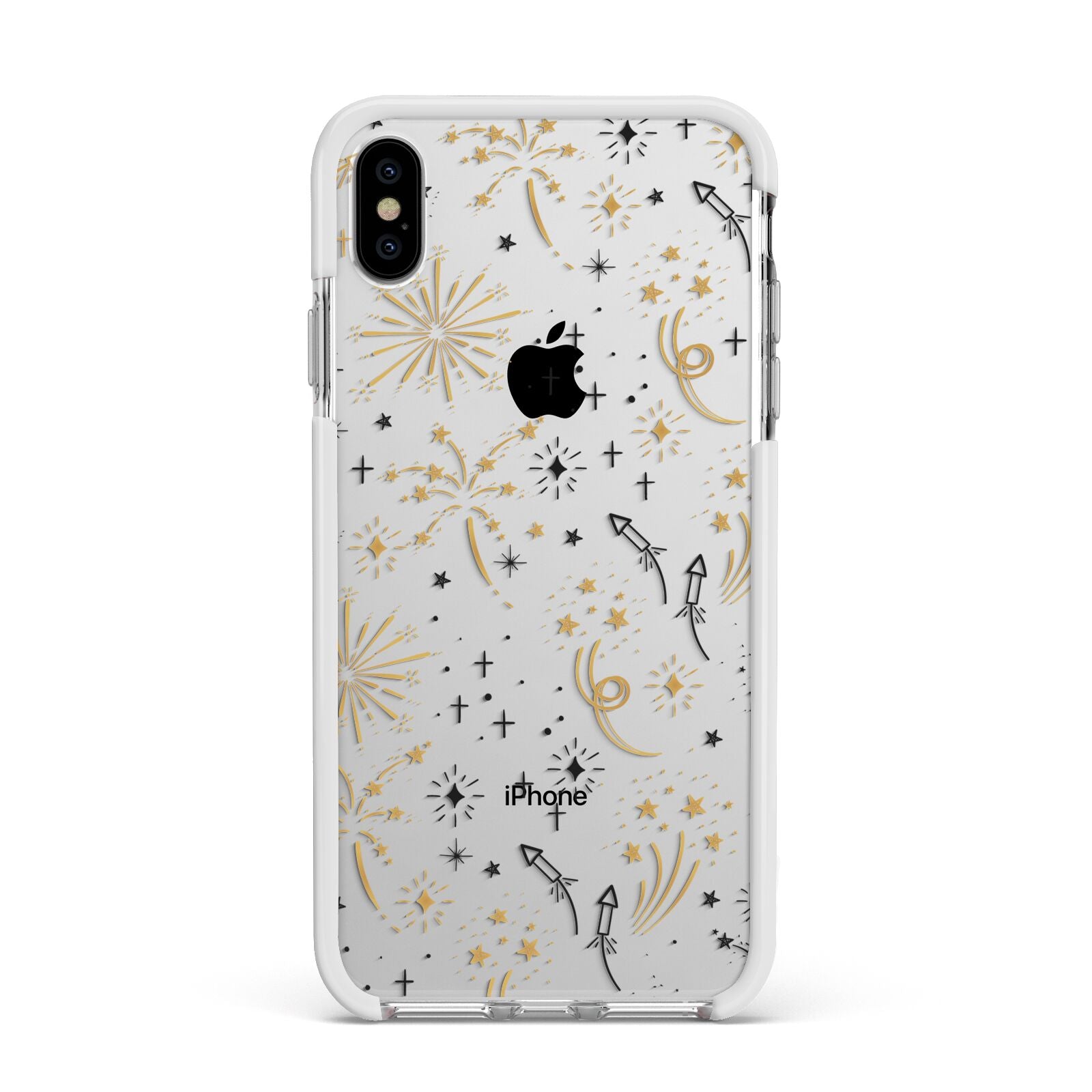 Firework Apple iPhone Xs Max Impact Case White Edge on Silver Phone