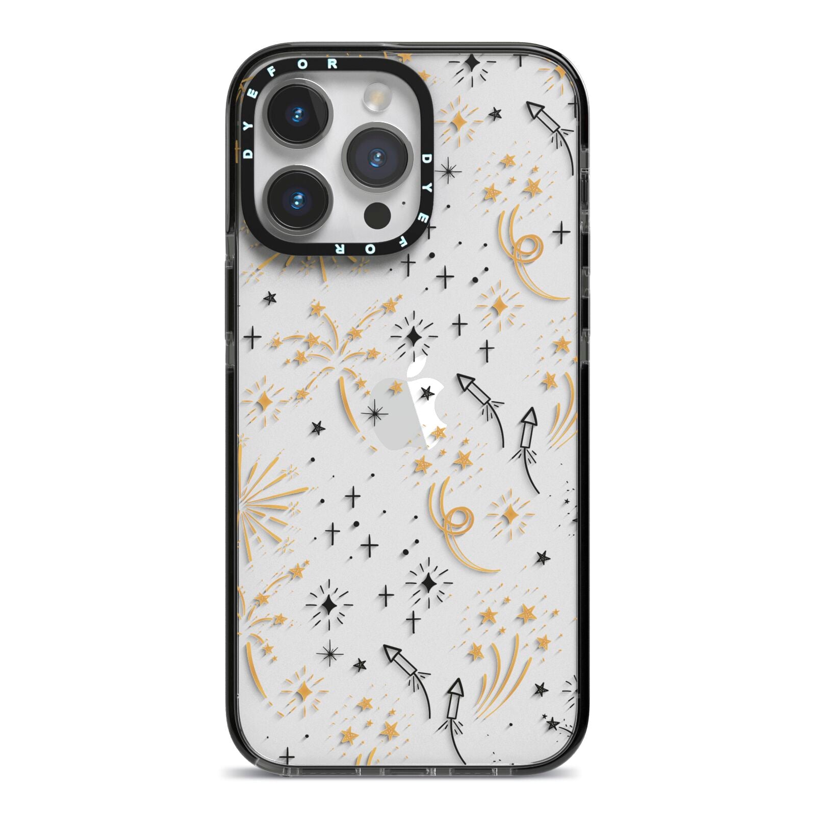 Firework iPhone 14 Pro Max Black Impact Case on Silver phone