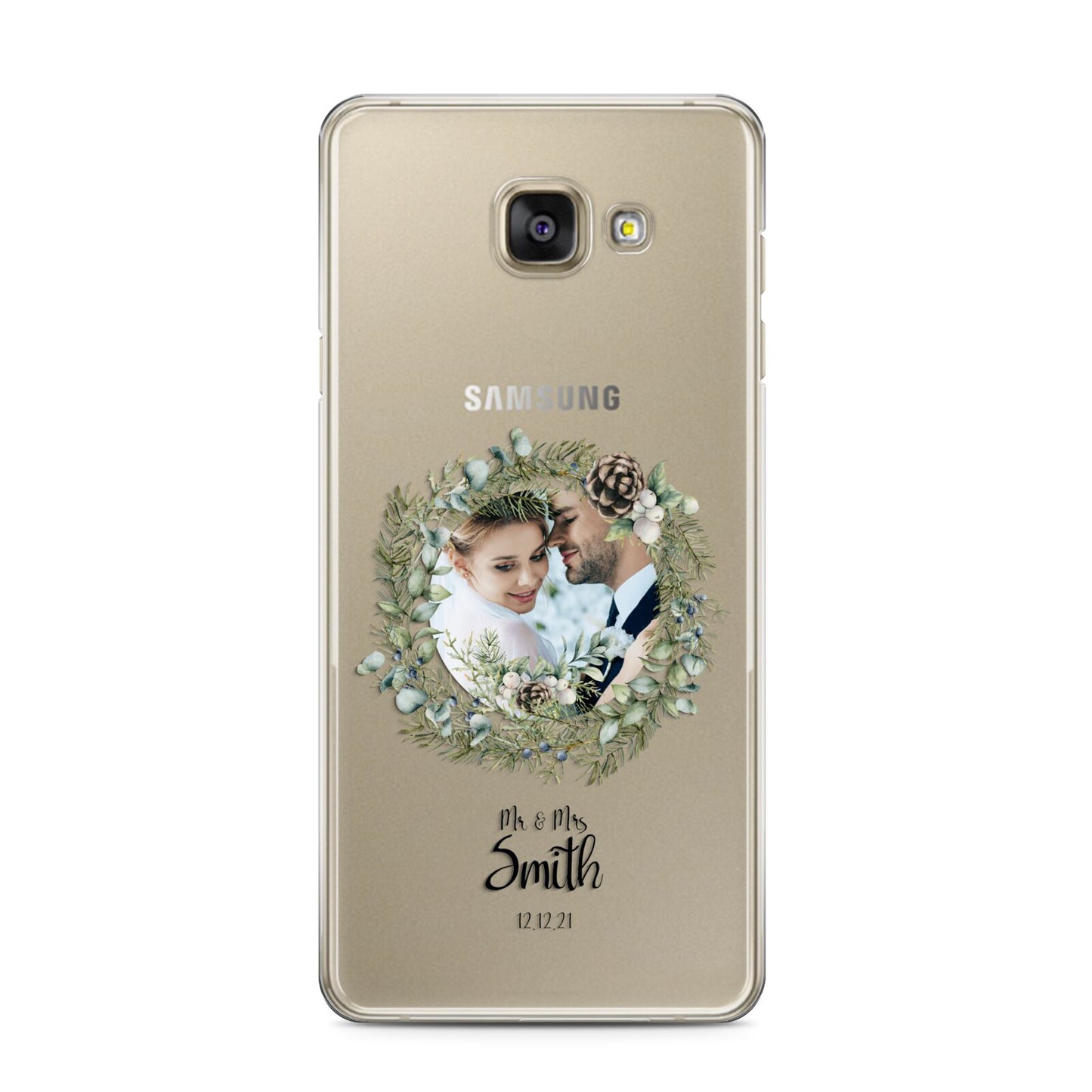 First Christmas Married Photo Samsung Galaxy A3 2016 Case on gold phone