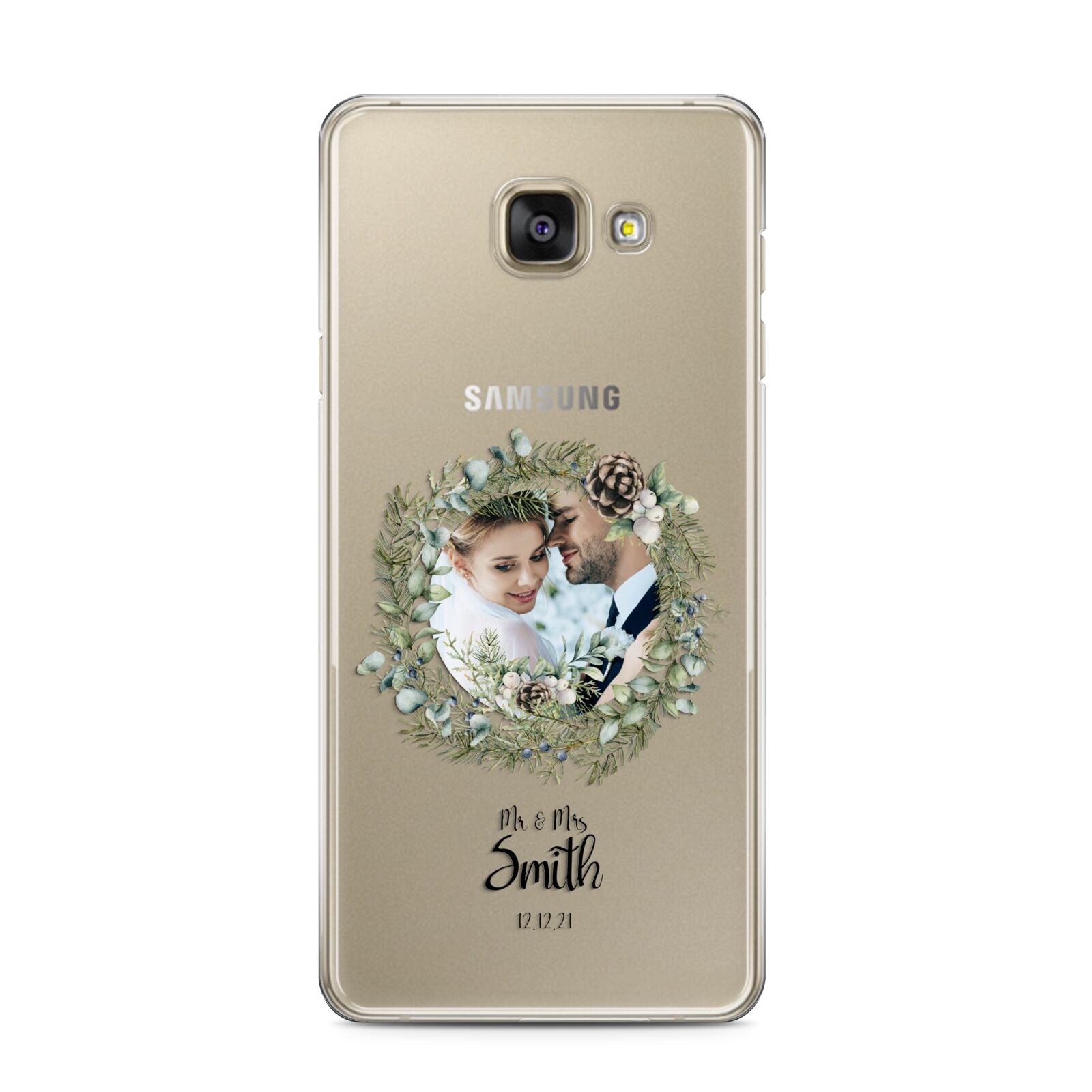 First Christmas Married Photo Samsung Galaxy A3 2016 Case on gold phone