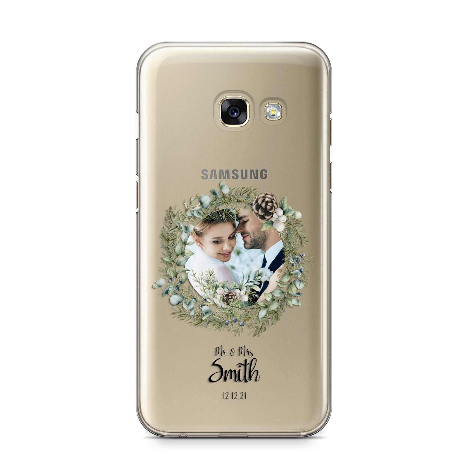 First Christmas Married Photo Samsung Galaxy A3 2017 Case on gold phone