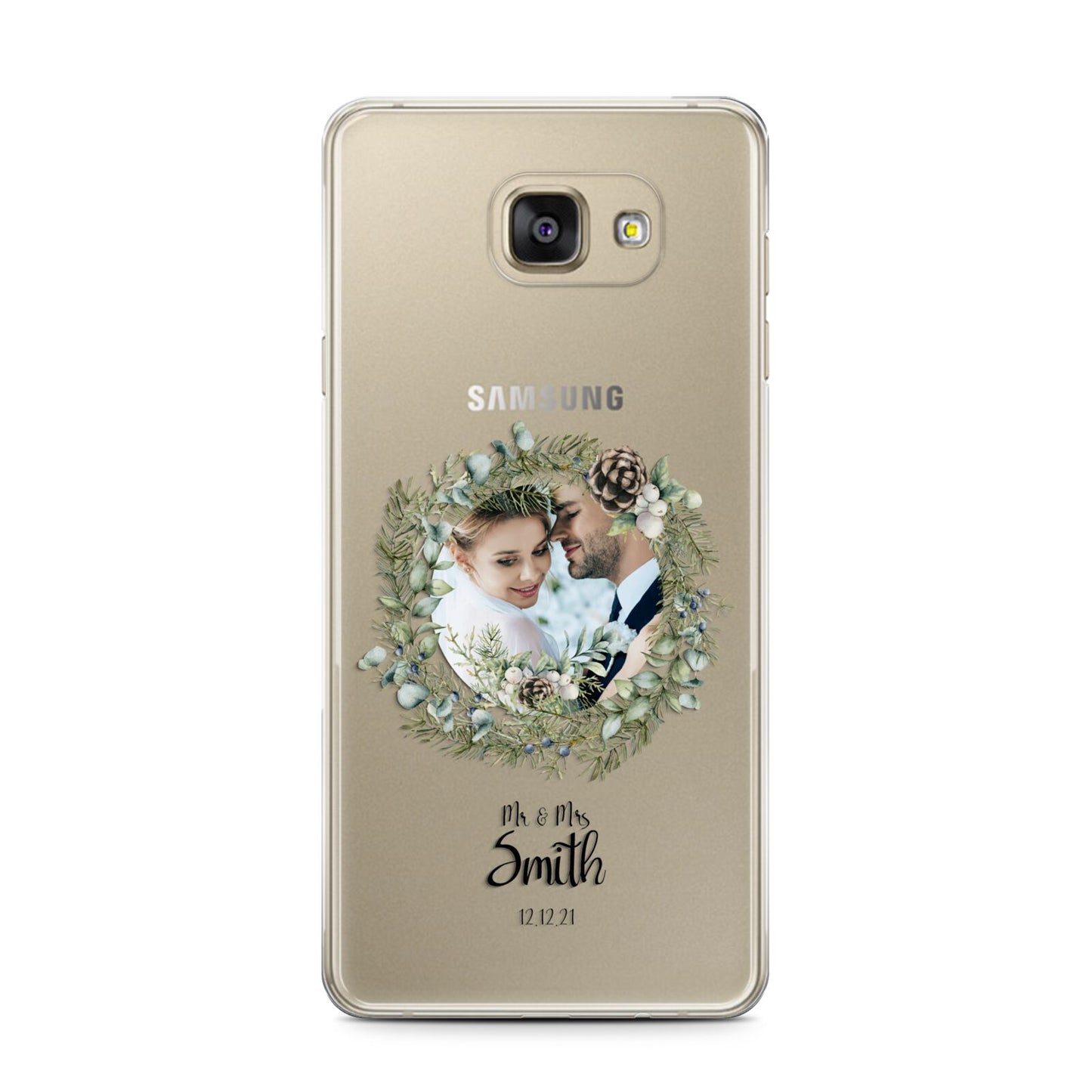 First Christmas Married Photo Samsung Galaxy A7 2016 Case on gold phone