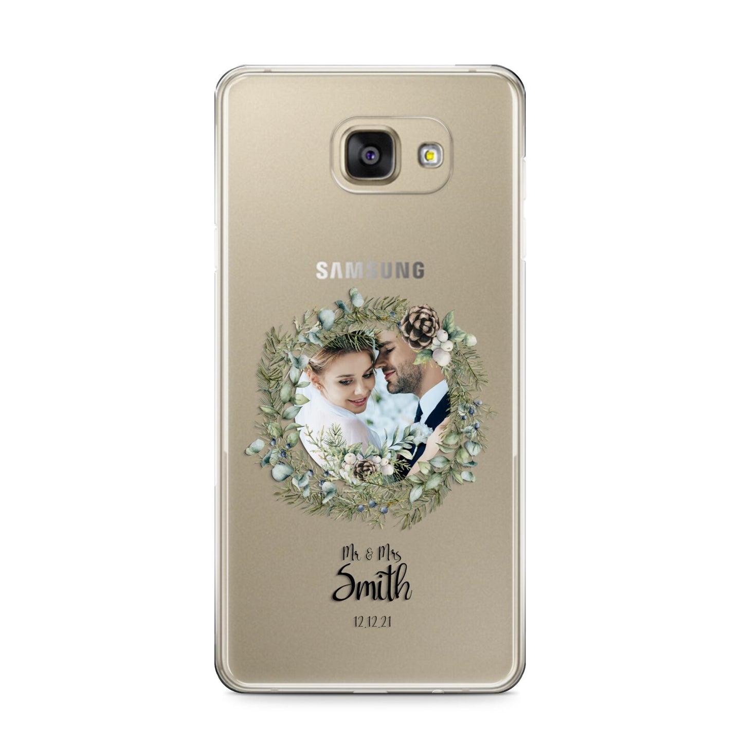 First Christmas Married Photo Samsung Galaxy A9 2016 Case on gold phone