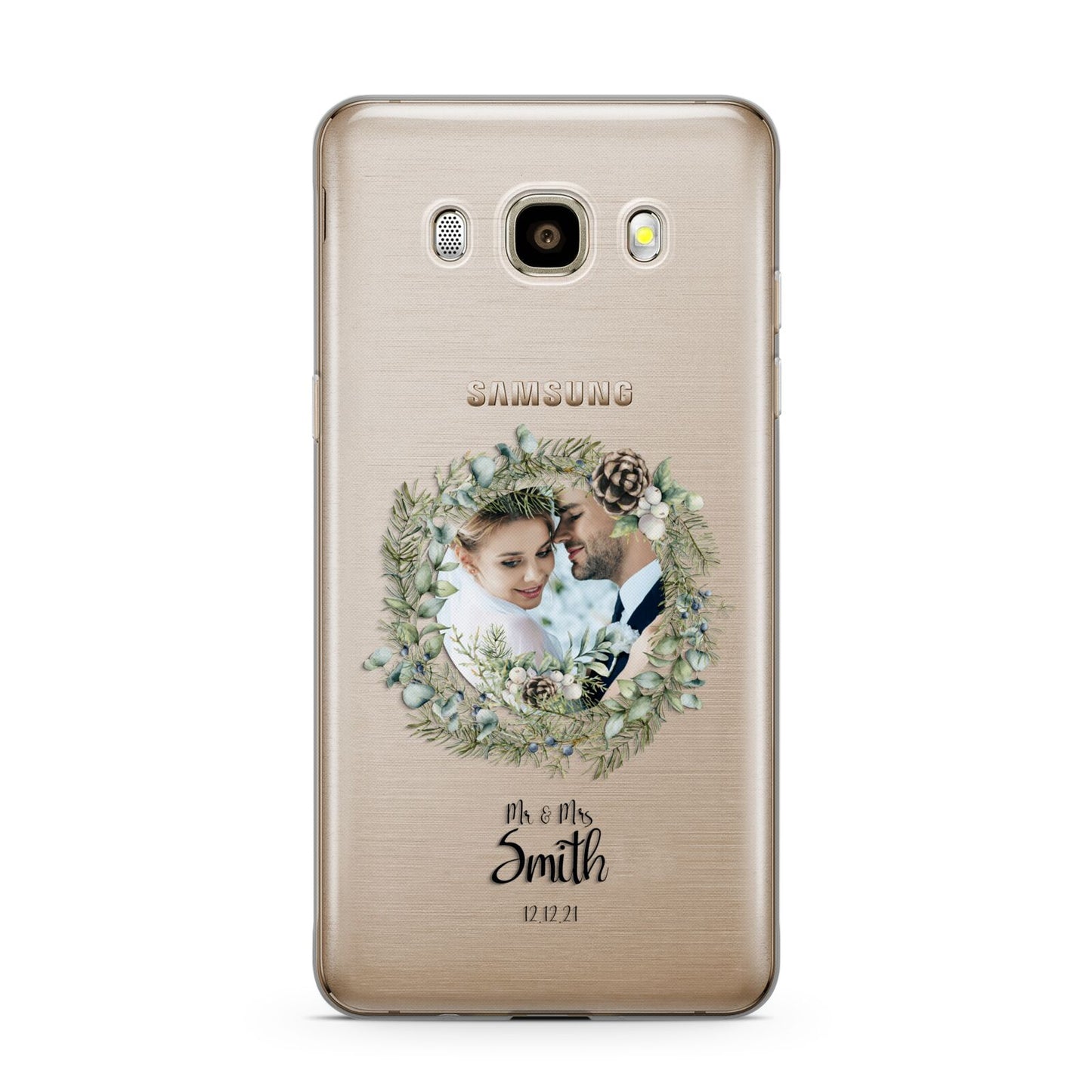 First Christmas Married Photo Samsung Galaxy J7 2016 Case on gold phone