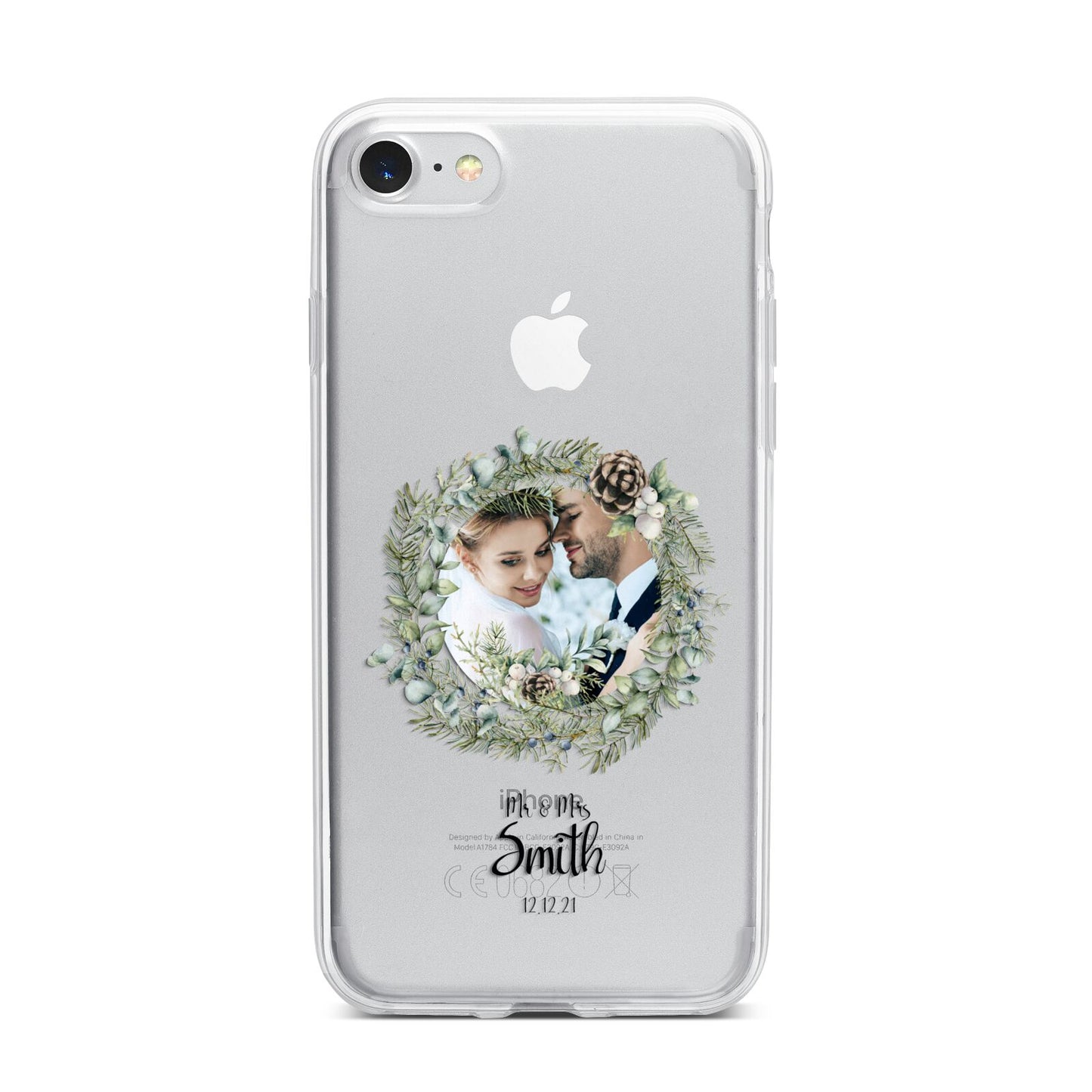 First Christmas Married Photo iPhone 7 Bumper Case on Silver iPhone