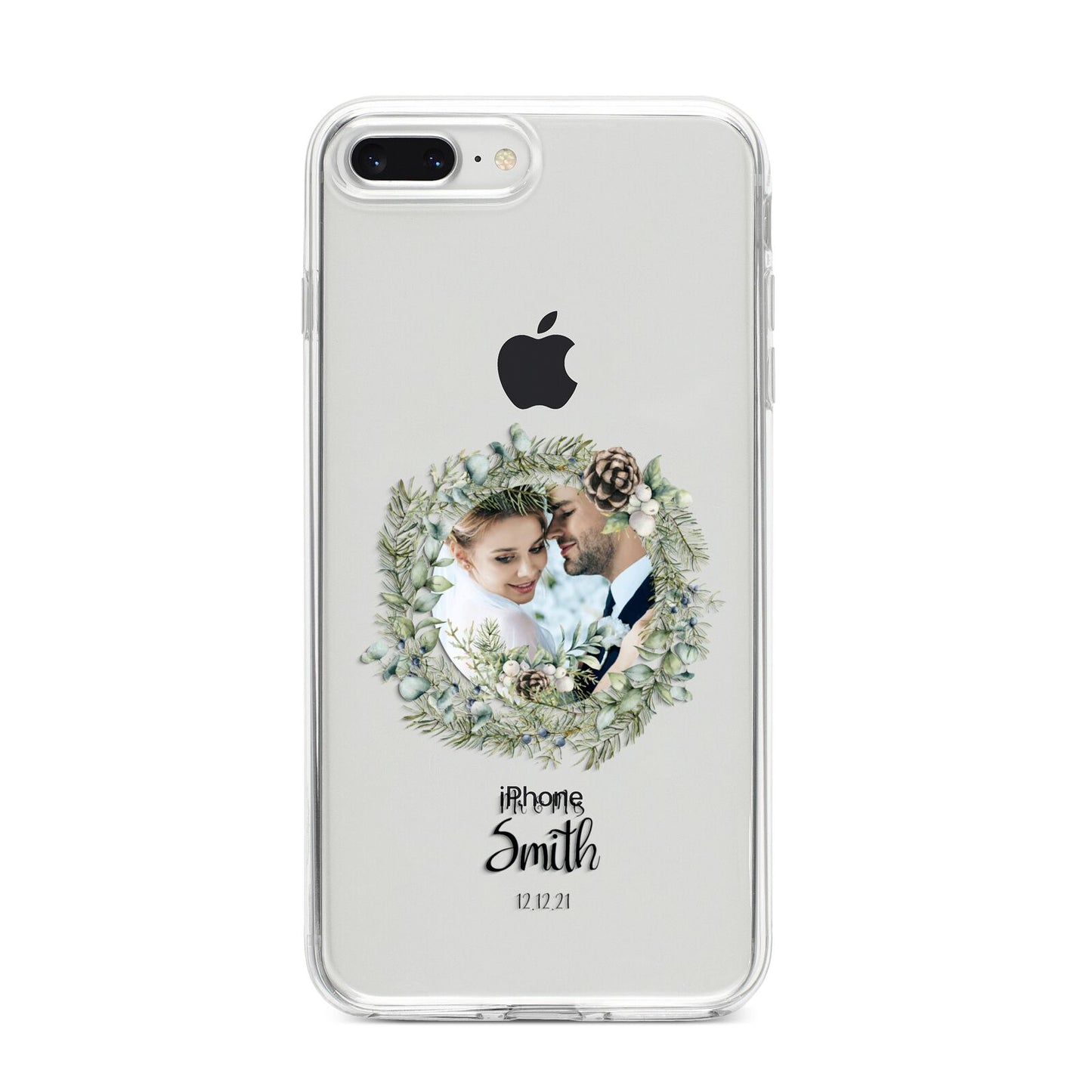 First Christmas Married Photo iPhone 8 Plus Bumper Case on Silver iPhone