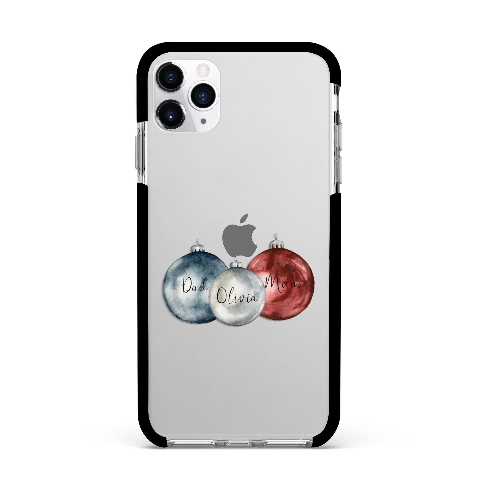 First Christmas Personalised Apple iPhone 11 Pro Max in Silver with Black Impact Case