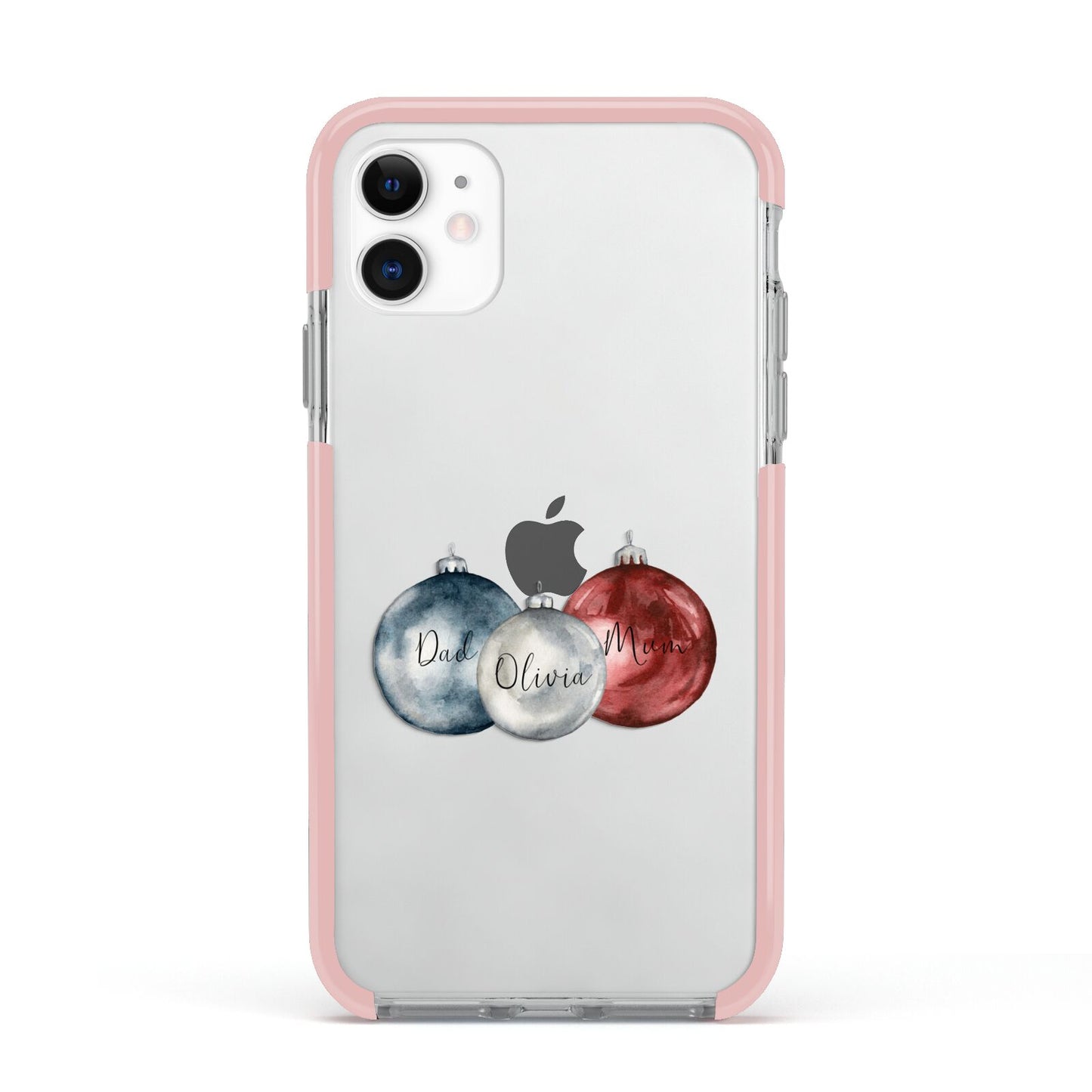 First Christmas Personalised Apple iPhone 11 in White with Pink Impact Case