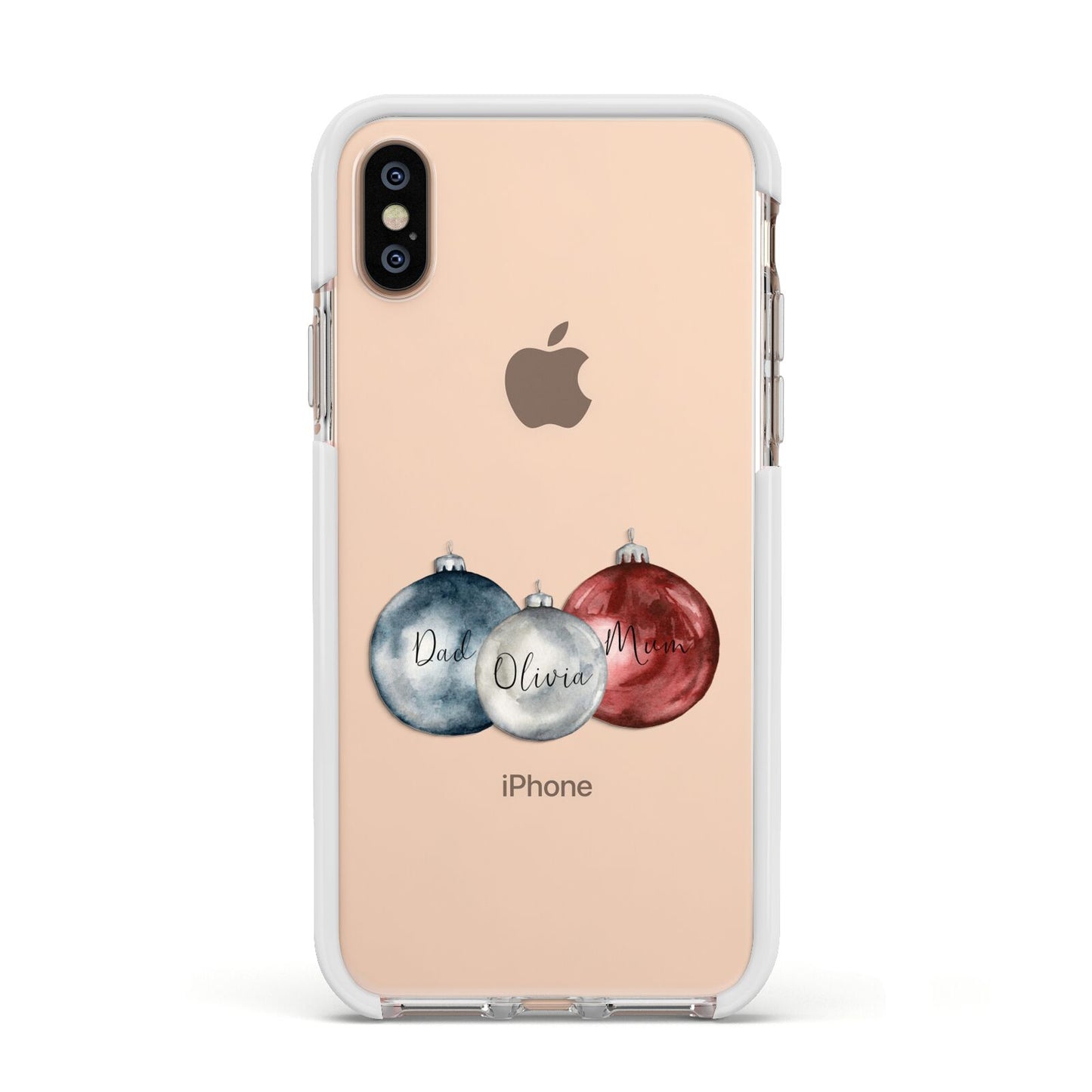 First Christmas Personalised Apple iPhone Xs Impact Case White Edge on Gold Phone