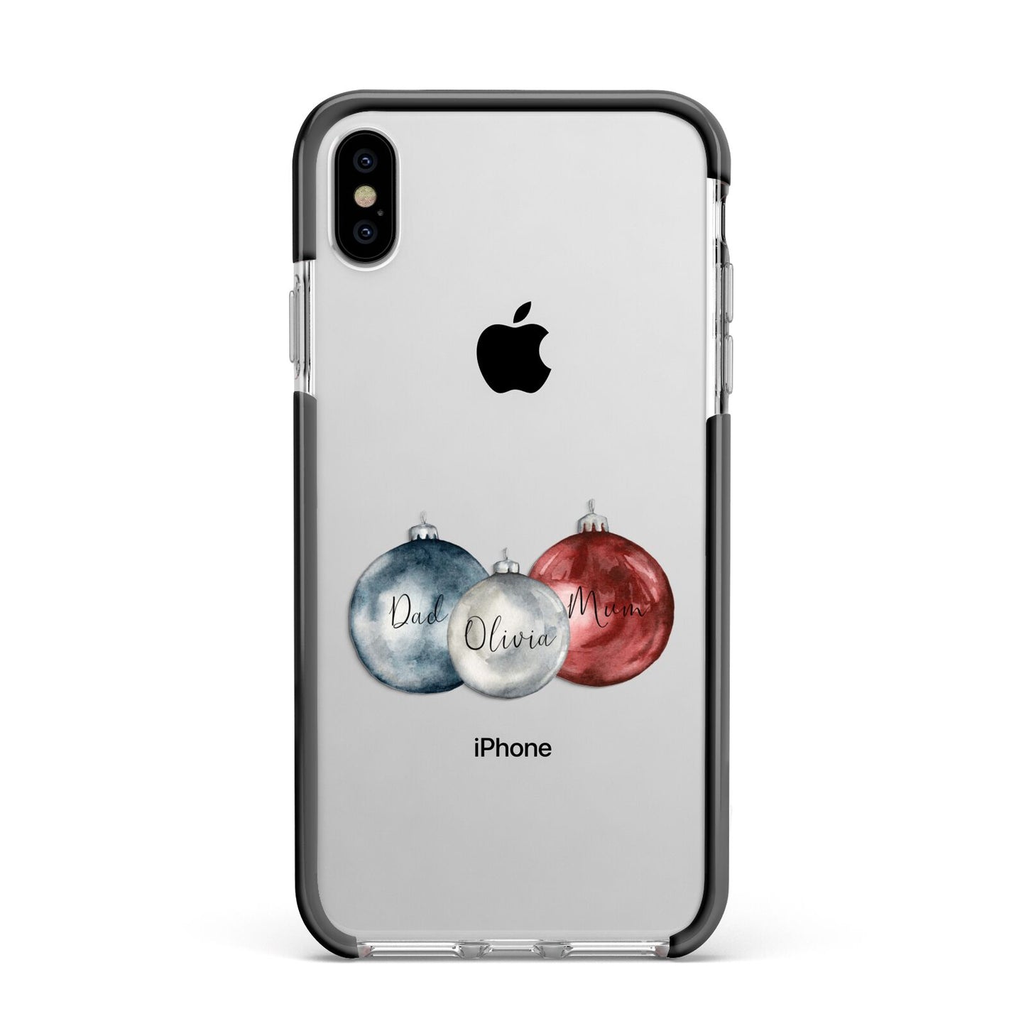 First Christmas Personalised Apple iPhone Xs Max Impact Case Black Edge on Silver Phone