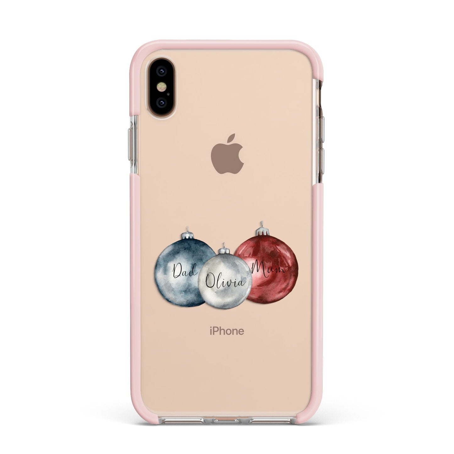 First Christmas Personalised Apple iPhone Xs Max Impact Case Pink Edge on Gold Phone