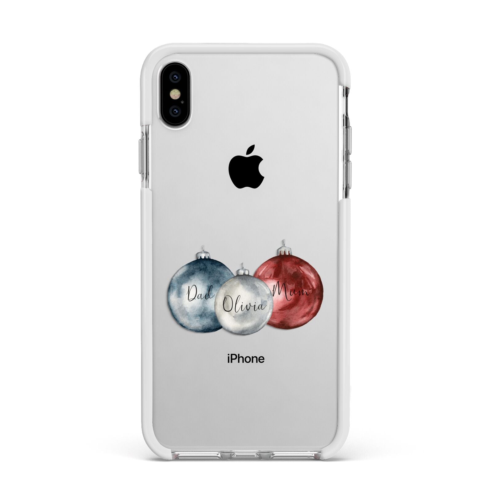 First Christmas Personalised Apple iPhone Xs Max Impact Case White Edge on Silver Phone