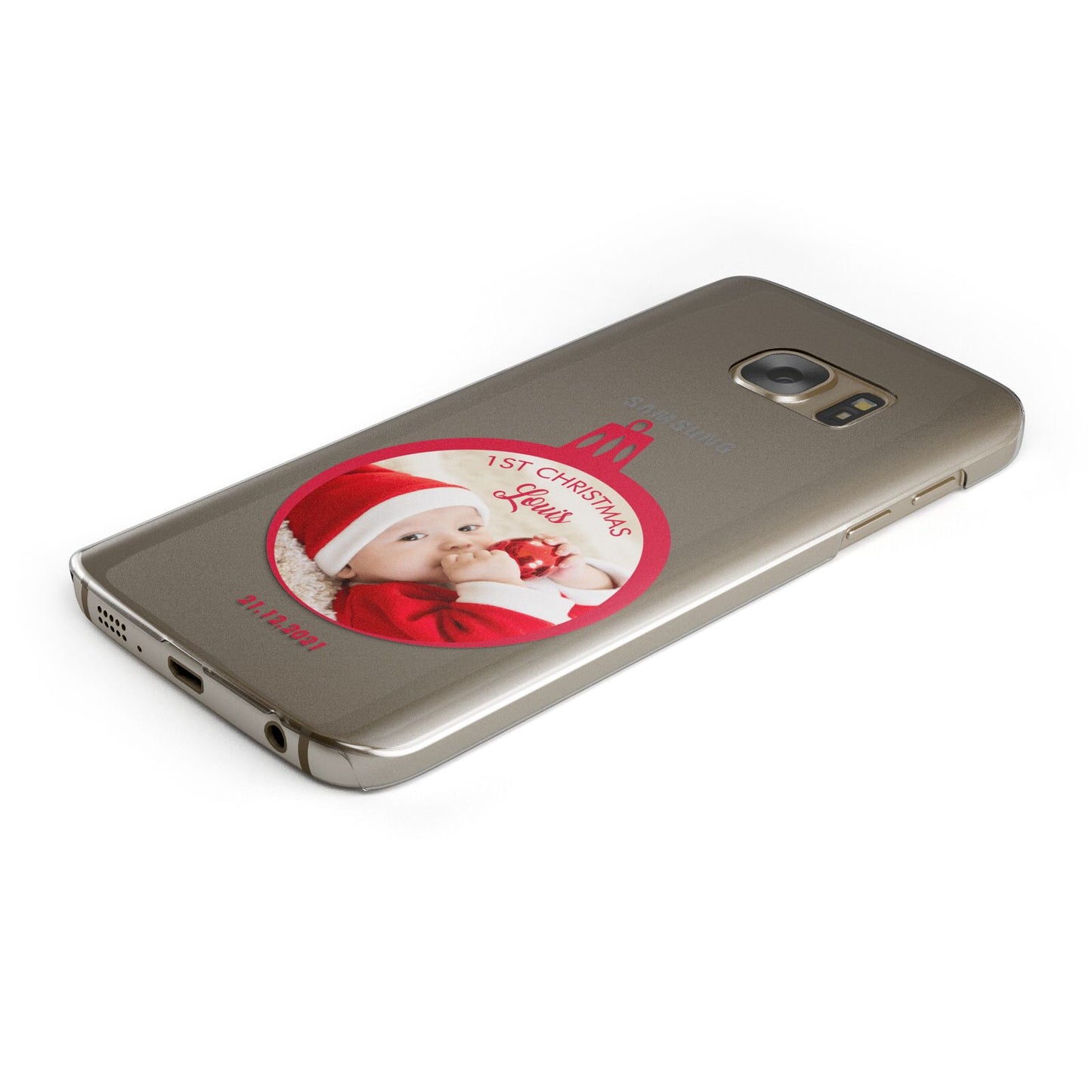 First Christmas Personalised Photo Protective Samsung Galaxy Case Angled Image