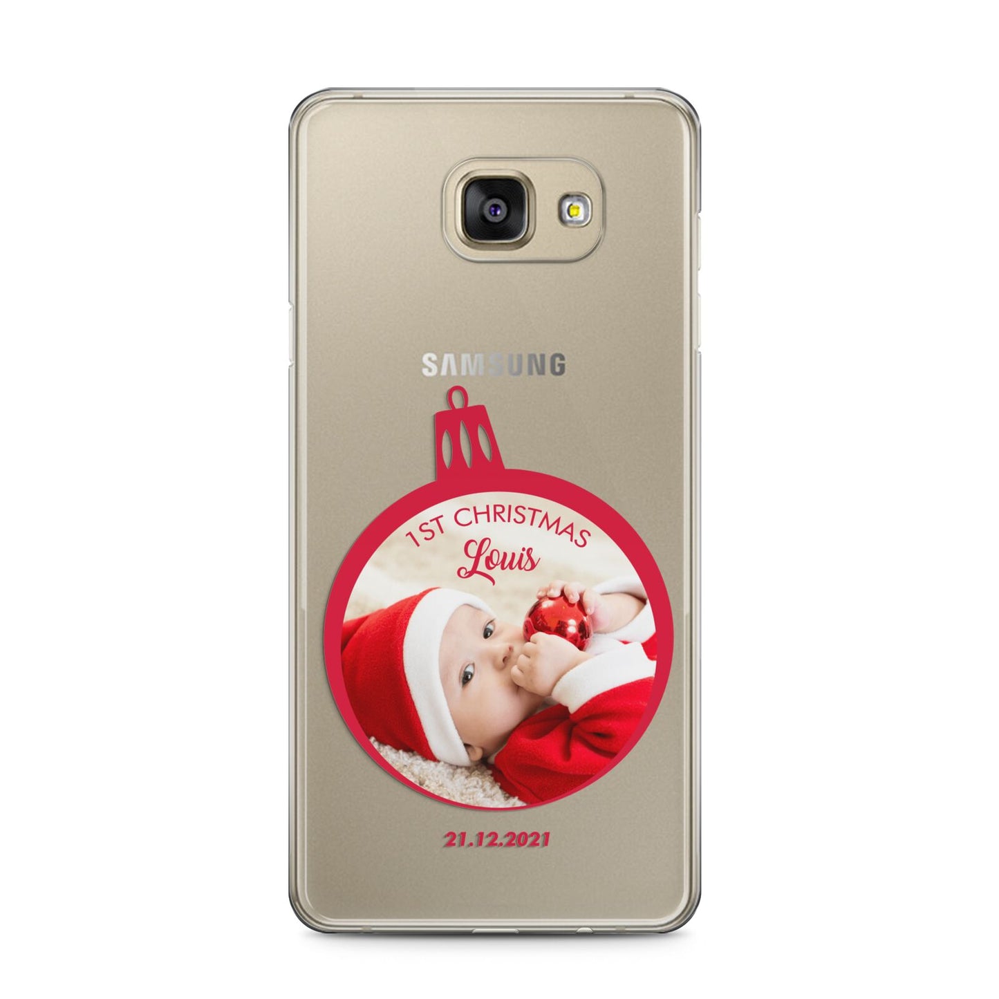 First Christmas Personalised Photo Samsung Galaxy A5 2016 Case on gold phone