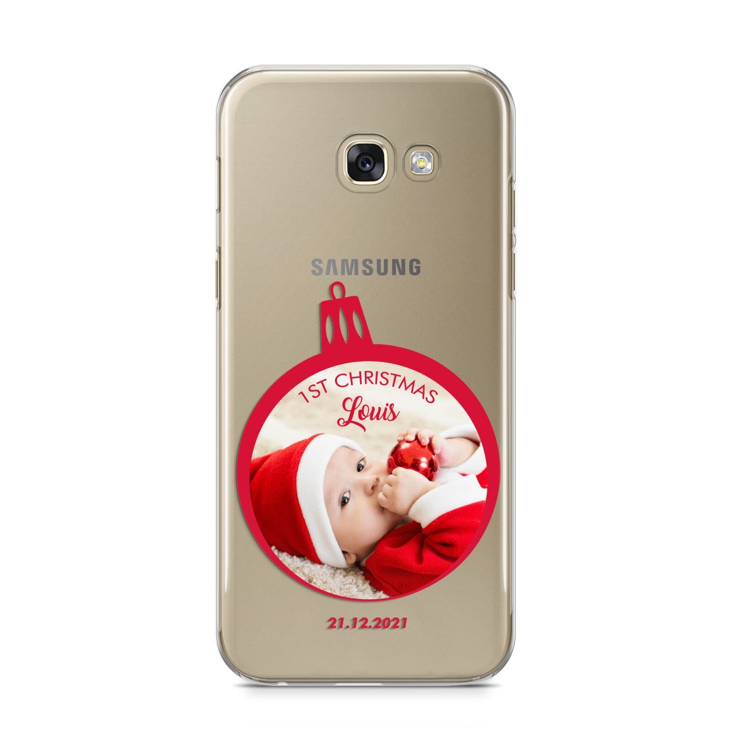 First Christmas Personalised Photo Samsung Galaxy A5 2017 Case on gold phone